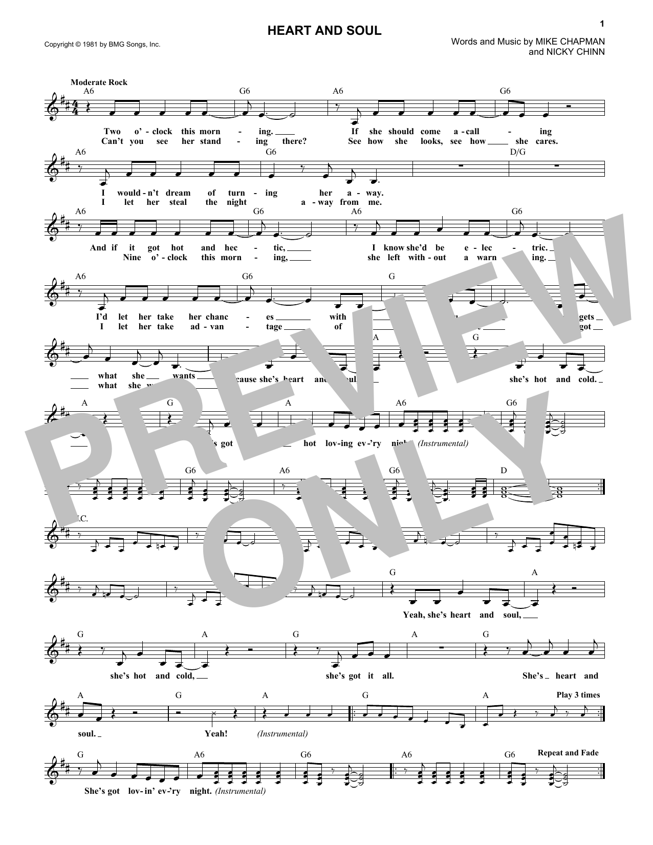 Download Huey Lewis Heart And Soul Sheet Music and learn how to play Voice PDF digital score in minutes