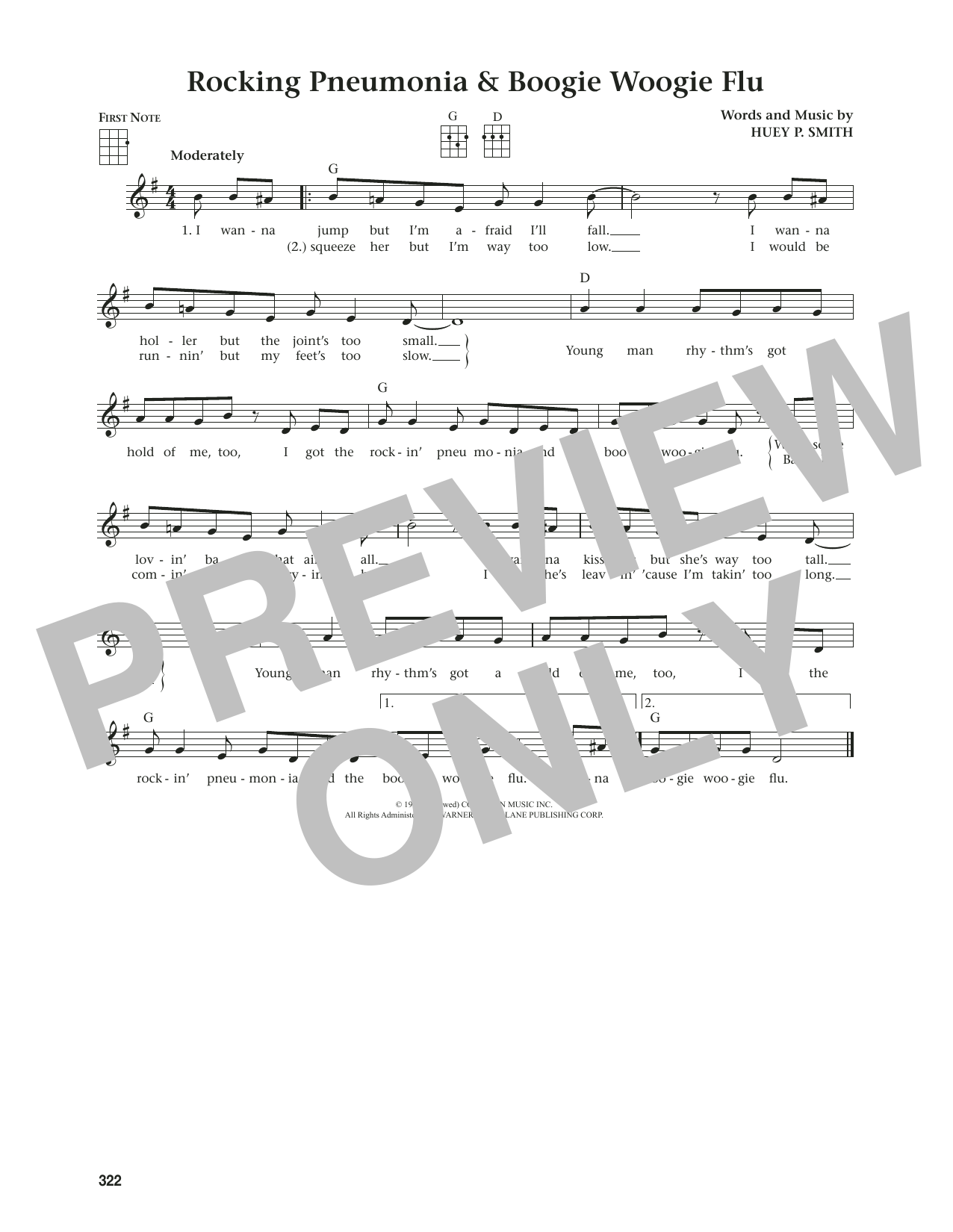 Download Huey P. Smith Rocking Pneumonia & Boogie Woogie Flu (from The Daily Ukulele) (arr. Jim Beloff) Sheet Music and learn how to play Ukulele PDF digital score in minutes