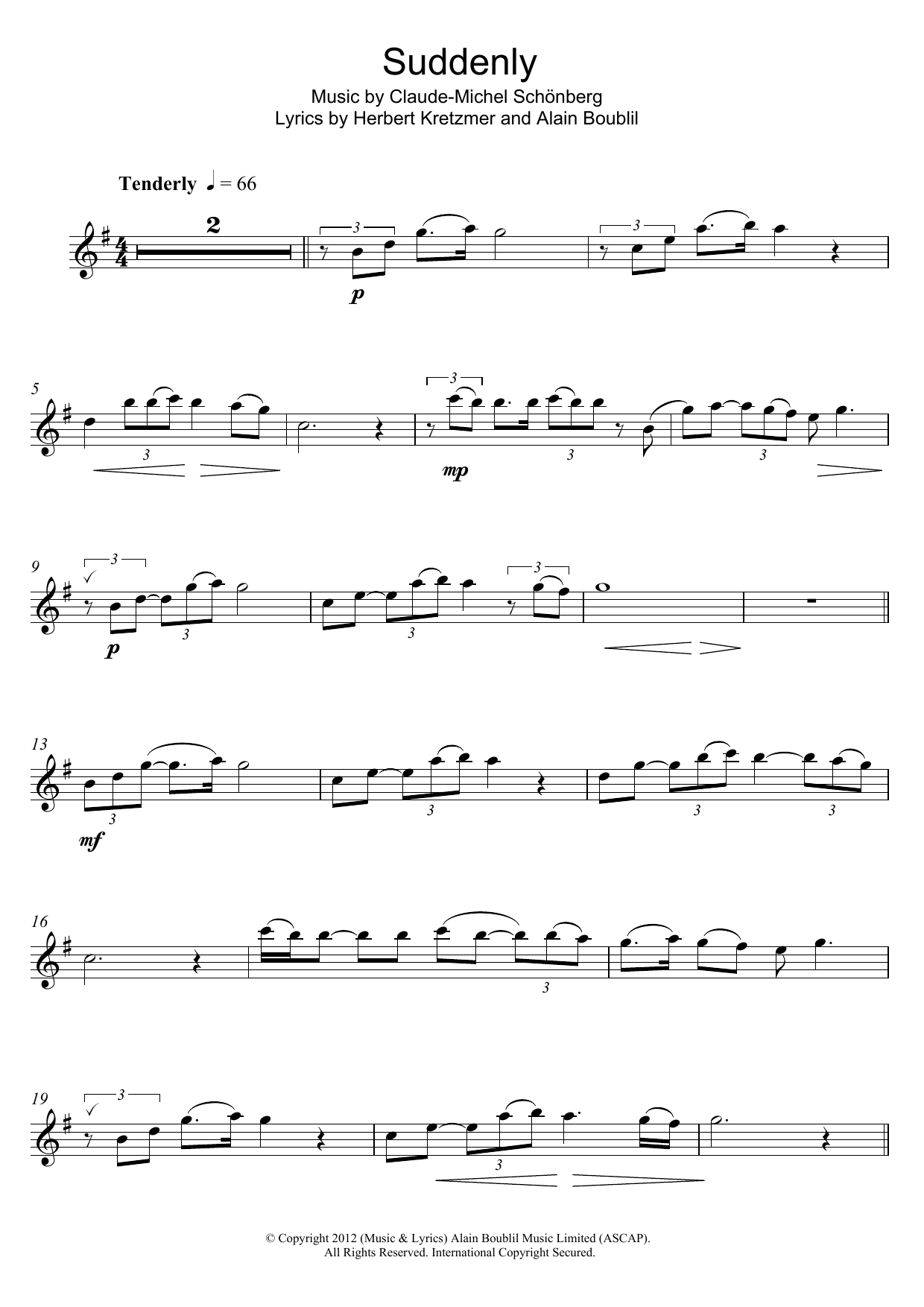 Download Hugh Jackman Suddenly Sheet Music and learn how to play Flute PDF digital score in minutes