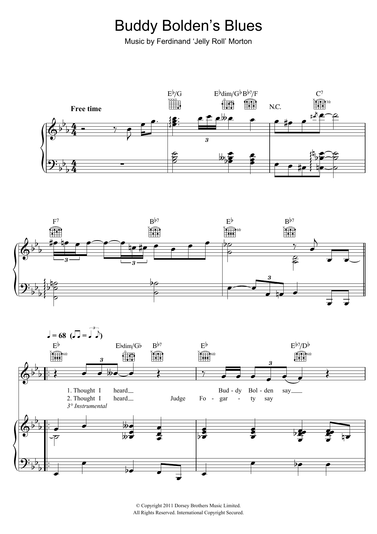 Download Hugh Laurie Buddy Bolden's Blues Sheet Music and learn how to play Piano, Vocal & Guitar PDF digital score in minutes