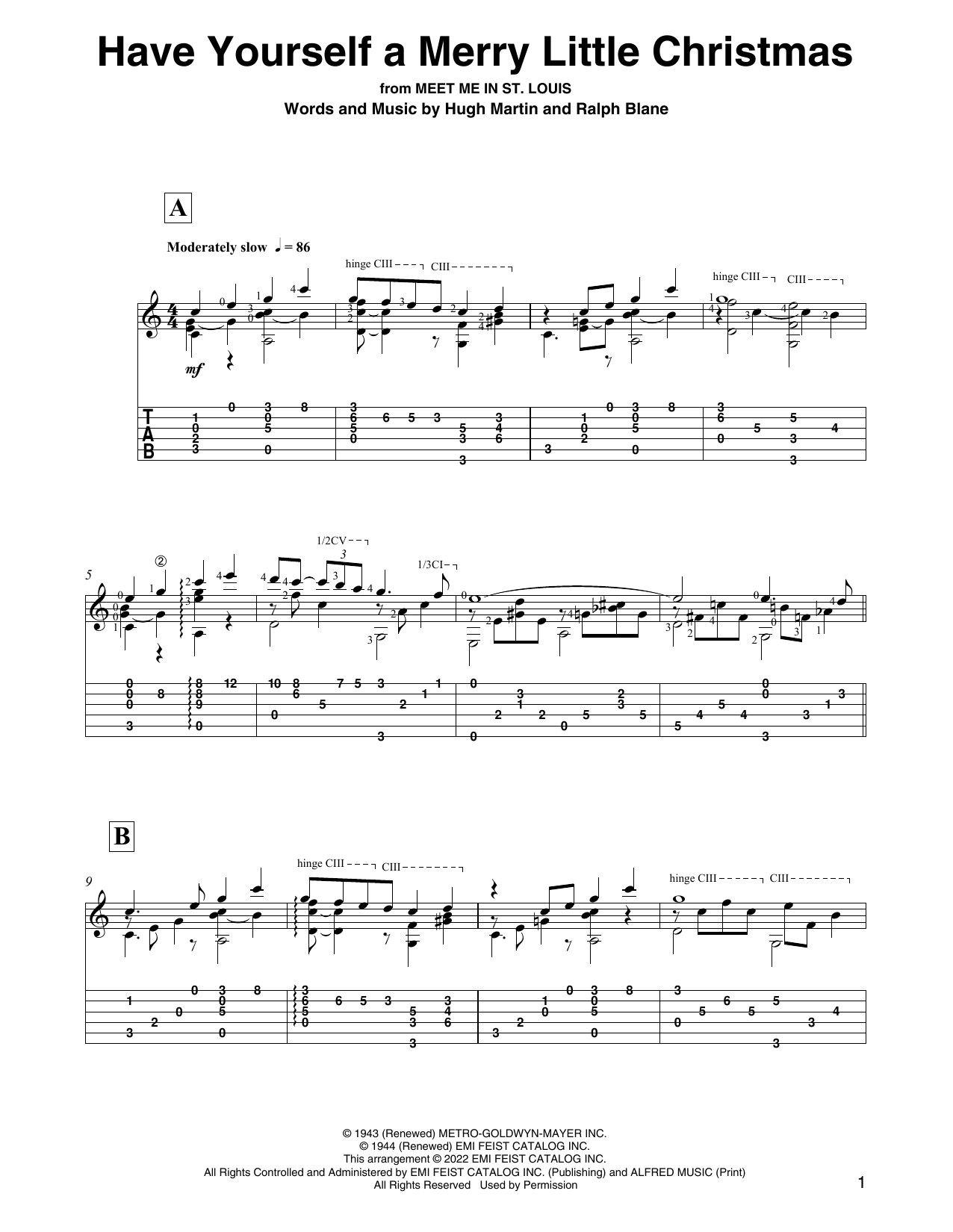 Download Hugh Martin Have Yourself A Merry Little Christmas (arr. David Jaggs) Sheet Music and learn how to play Solo Guitar PDF digital score in minutes