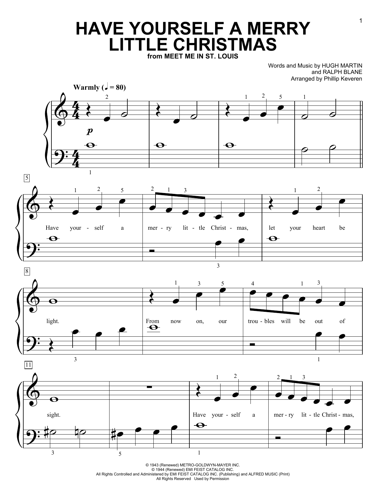 Download Hugh Martin Have Yourself A Merry Little Christmas (from Meet Me In St. Louis) (arr. Phillip Sheet Music and learn how to play Big Note Piano PDF digital score in minutes
