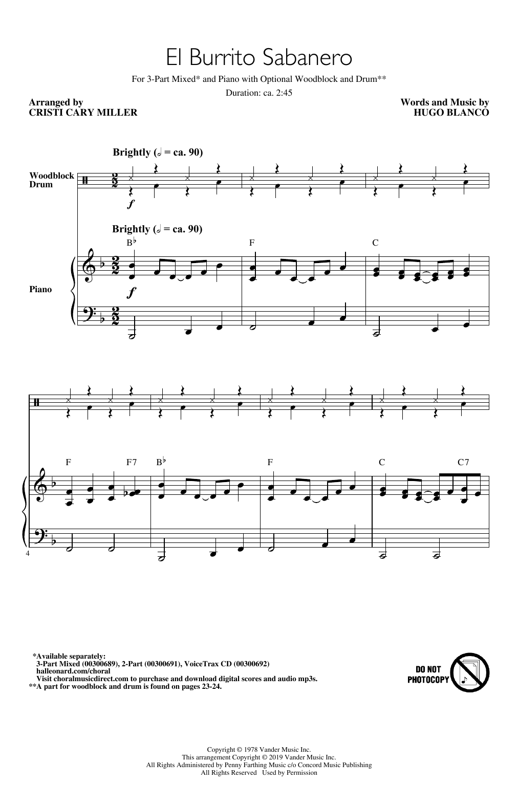 Download Hugo Blanco El Burrito Sabanero (Mi Burrito Sabanero) (arr. Cristi Cary Miller) Sheet Music and learn how to play 3-Part Mixed Choir PDF digital score in minutes