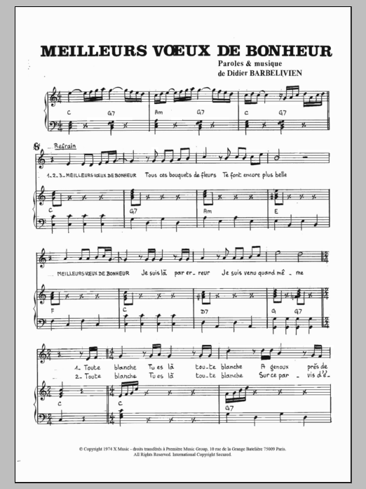 Download Hugo Meilleurs Voeux De Bonheur Sheet Music and learn how to play Piano & Vocal PDF digital score in minutes