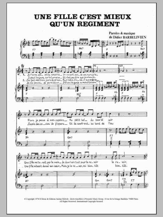 Download Hugo Une Fille C'est Mieux Qu'un Regiment Sheet Music and learn how to play Piano & Vocal PDF digital score in minutes