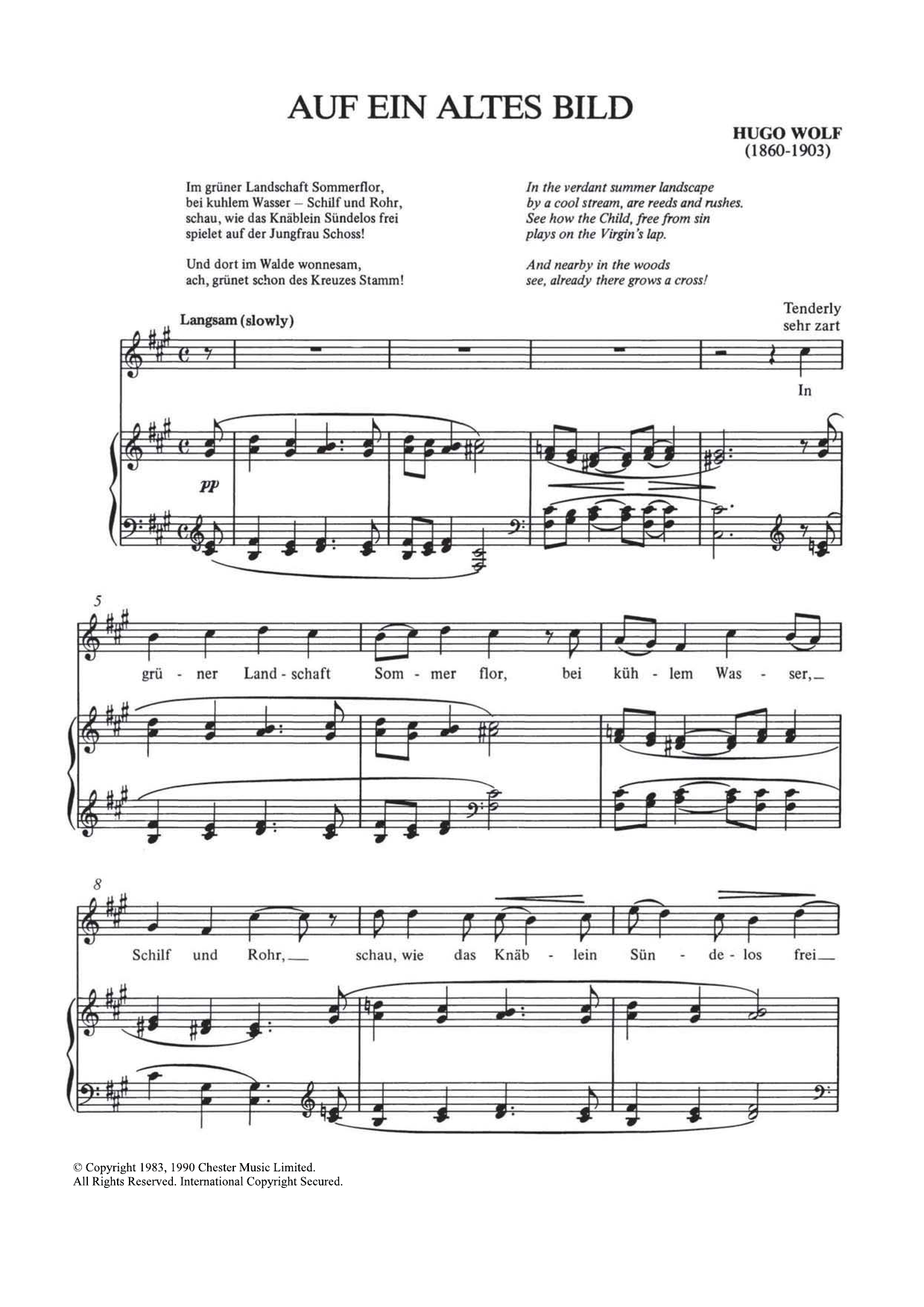 Download Hugo Wolf Auf Ein Altes Bild Sheet Music and learn how to play Piano & Vocal PDF digital score in minutes