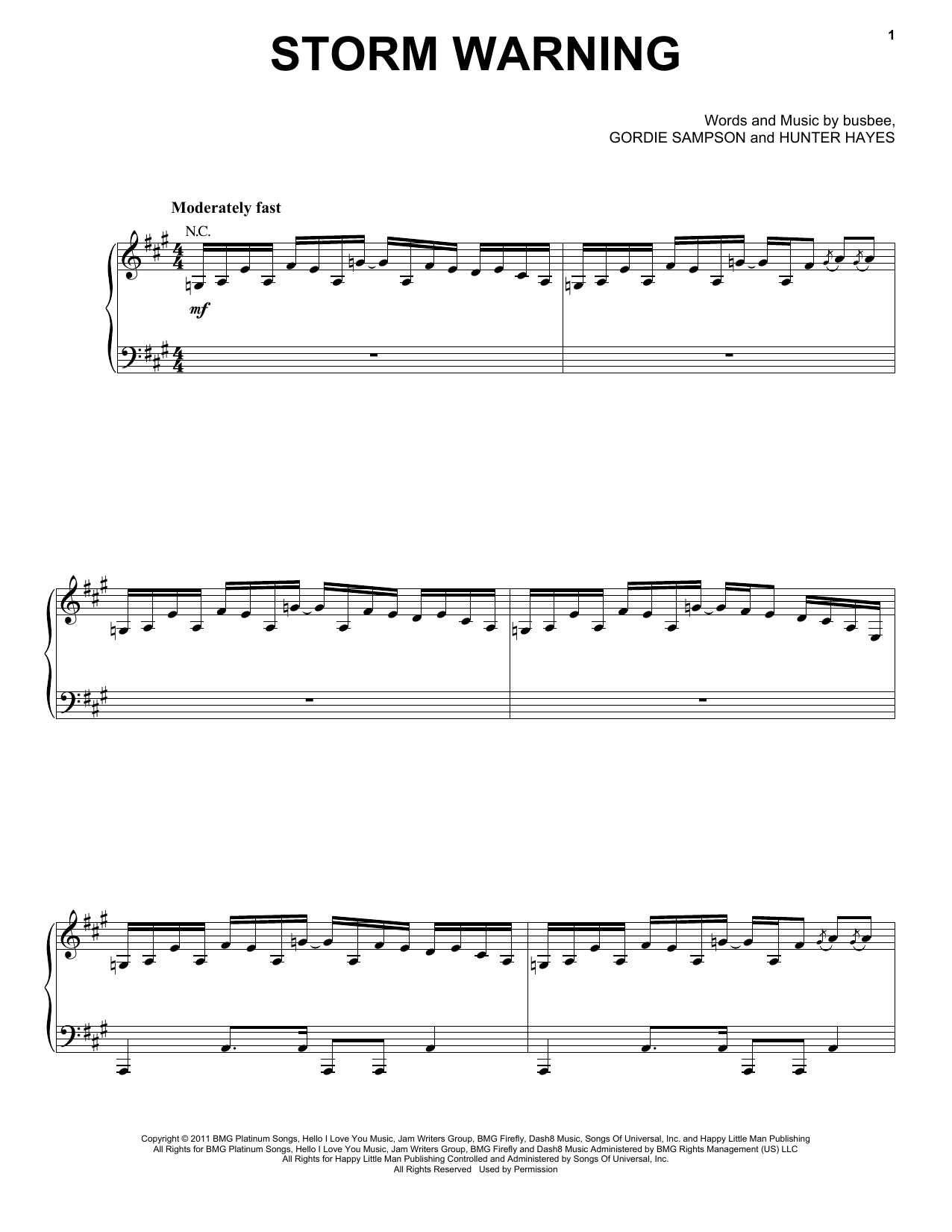 Download Hunter Hayes Storm Warning Sheet Music and learn how to play Piano, Vocal & Guitar (Right-Hand Melody) PDF digital score in minutes