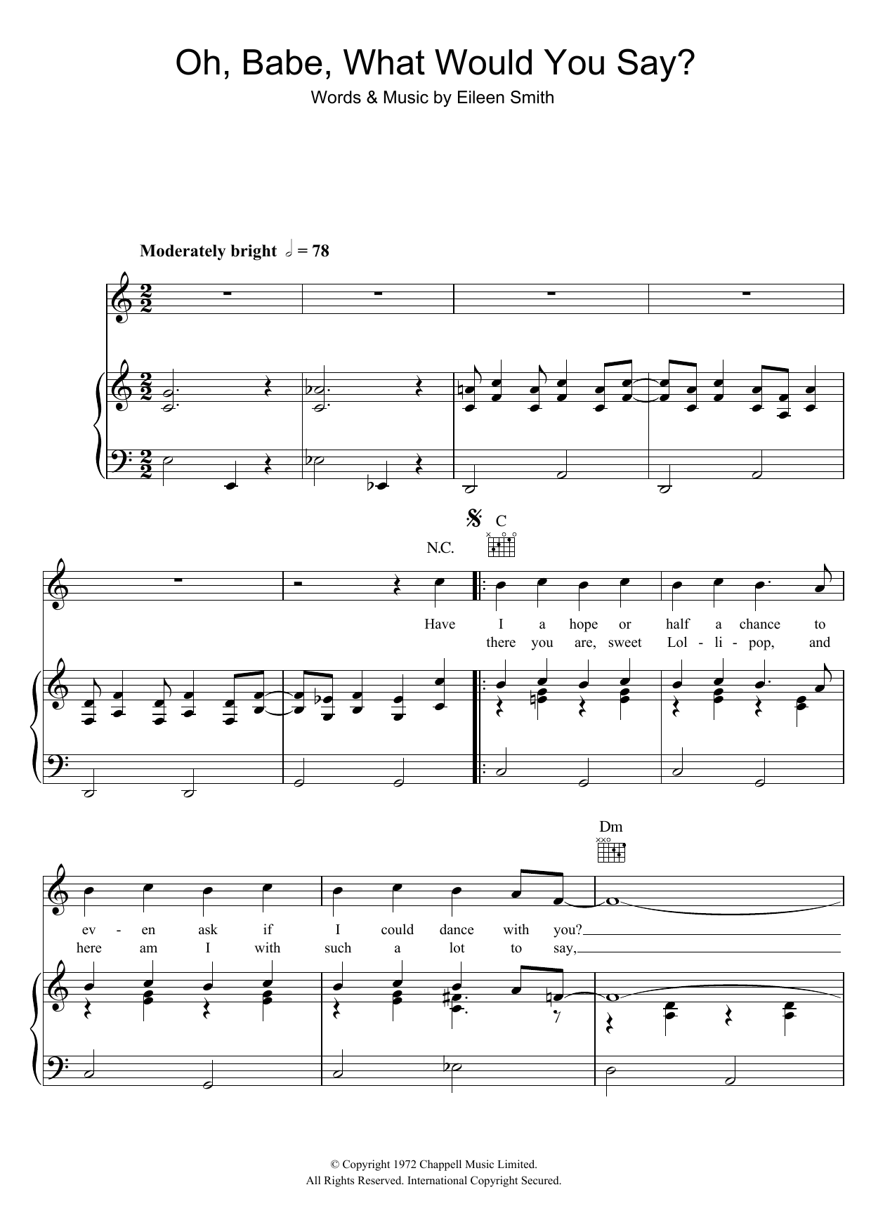 Download Hurricane Smith Oh, Babe, What Would You Say? Sheet Music and learn how to play Piano, Vocal & Guitar (Right-Hand Melody) PDF digital score in minutes