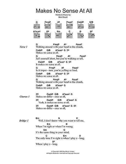 Download Husker Du Makes No Sense At All Sheet Music and learn how to play Lyrics & Chords PDF digital score in minutes