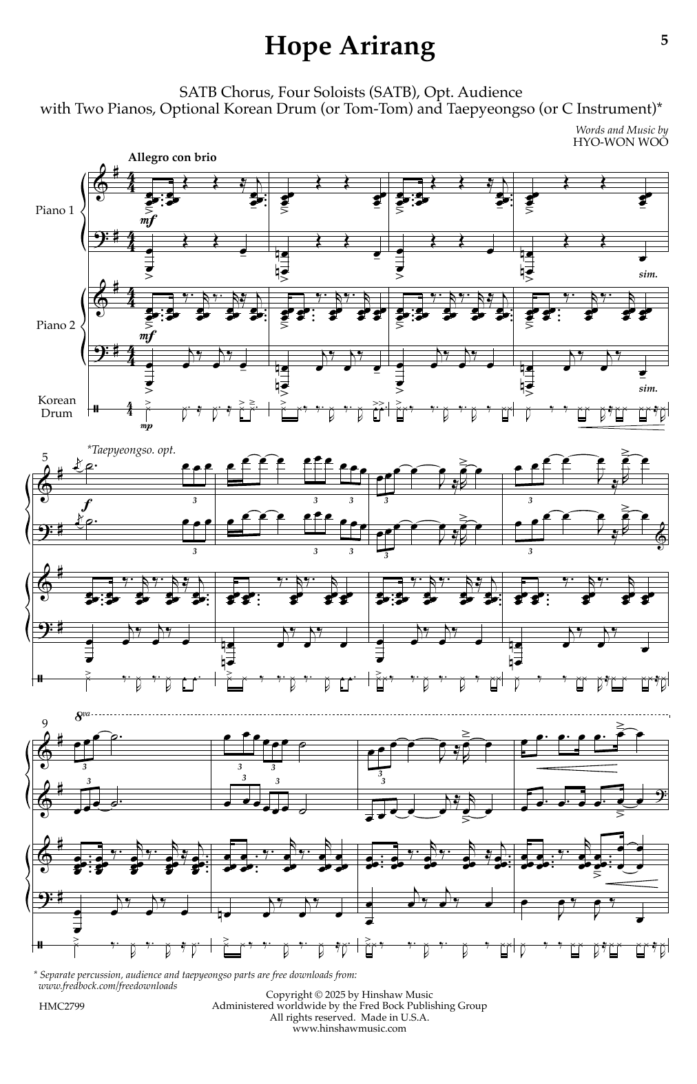 Download Hyowon Woo Hope Arirang Sheet Music and learn how to play SATB Choir PDF digital score in minutes