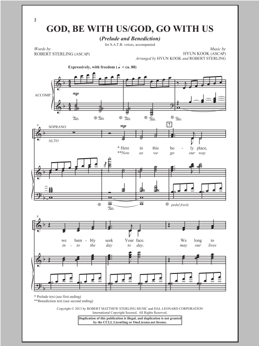 Download Hyun Kook God, Be With Us/God, Go With Us Sheet Music and learn how to play SATB PDF digital score in minutes