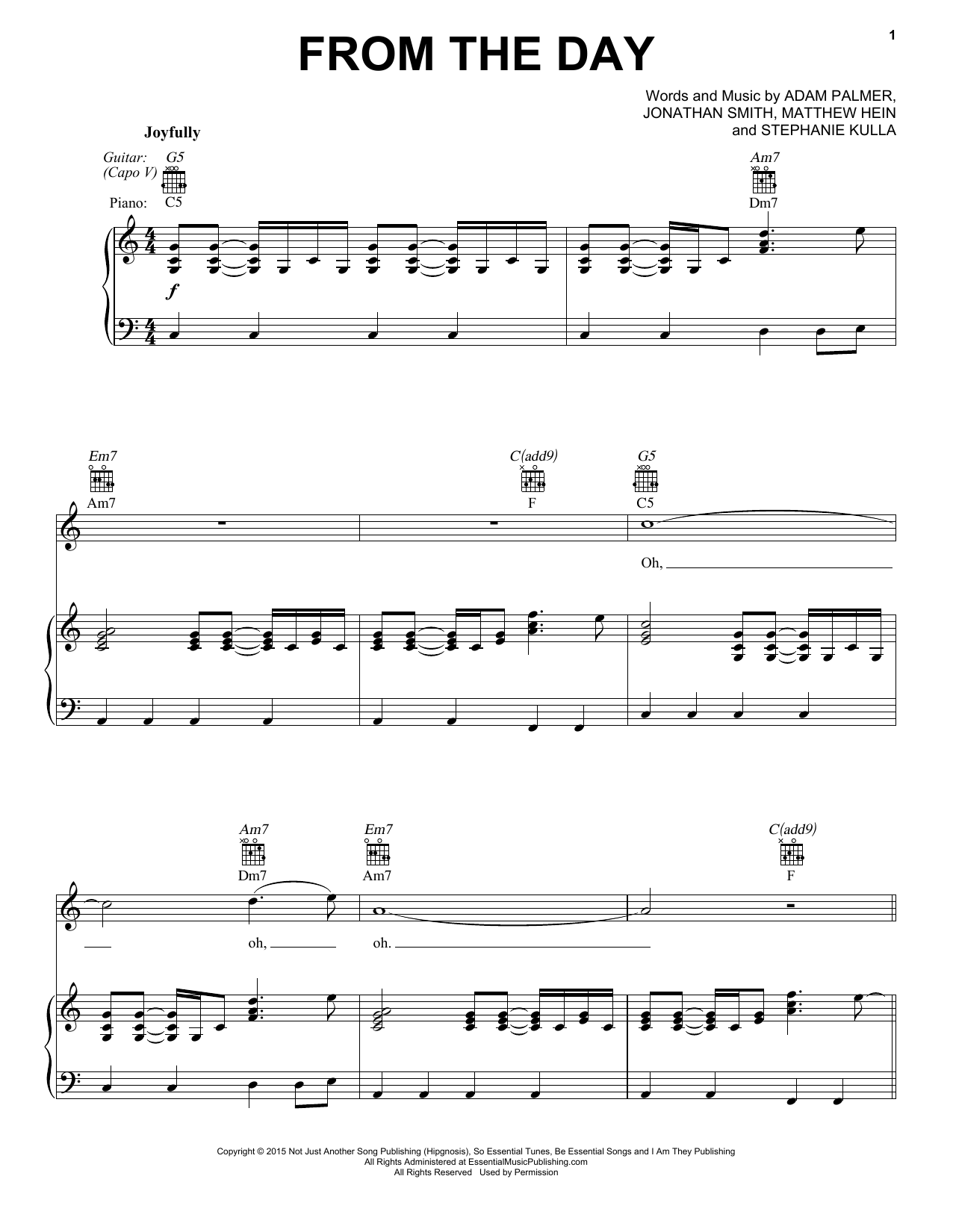 Download I Am They From The Day Sheet Music and learn how to play Piano, Vocal & Guitar Chords (Right-Hand Melody) PDF digital score in minutes