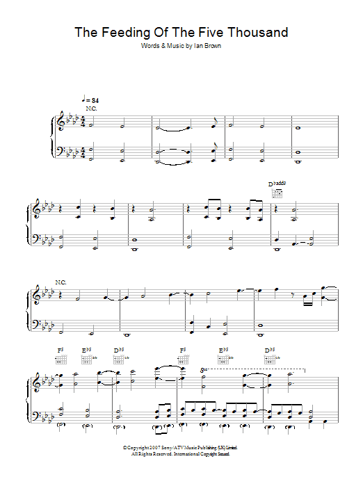 Download Ian Brown The Feeding Of The Five Thousand Sheet Music and learn how to play Piano, Vocal & Guitar PDF digital score in minutes