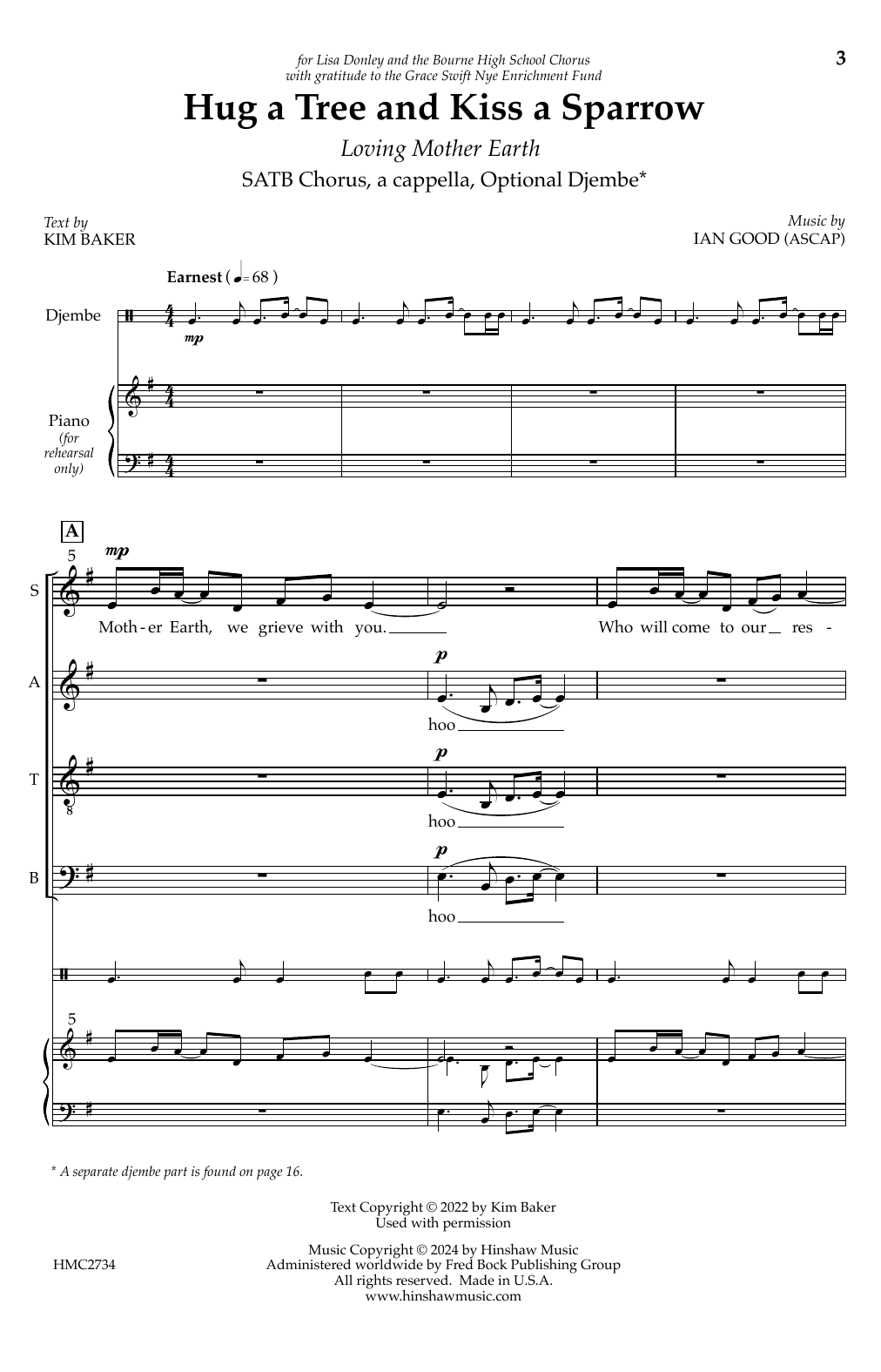 Download Ian Good Hug A Tree and Kiss A Sparrow Sheet Music and learn how to play SATB Choir PDF digital score in minutes