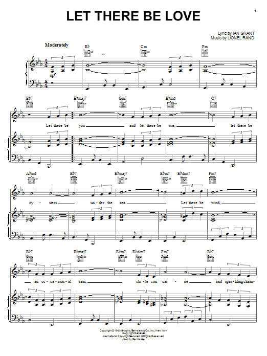 Download Ian Grant Let There Be Love Sheet Music and learn how to play Lead Sheet / Fake Book PDF digital score in minutes