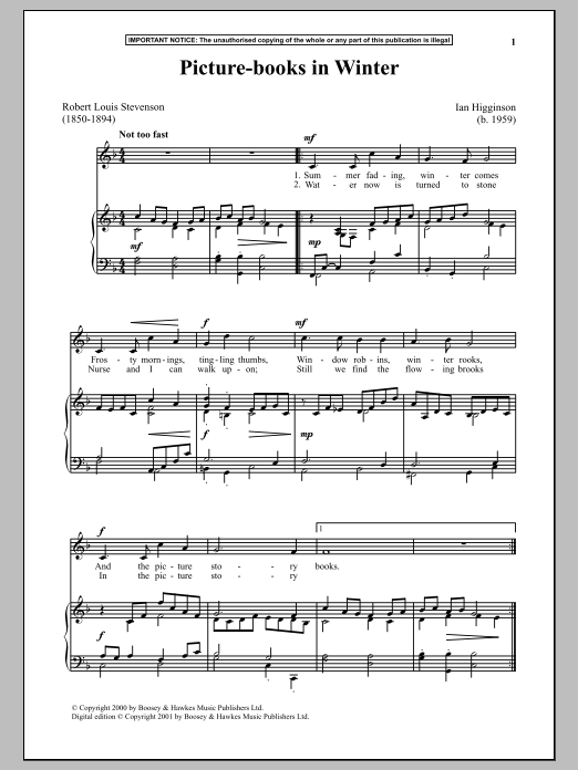 Download Ian Higginson Picture Books In Winter Sheet Music and learn how to play Piano PDF digital score in minutes