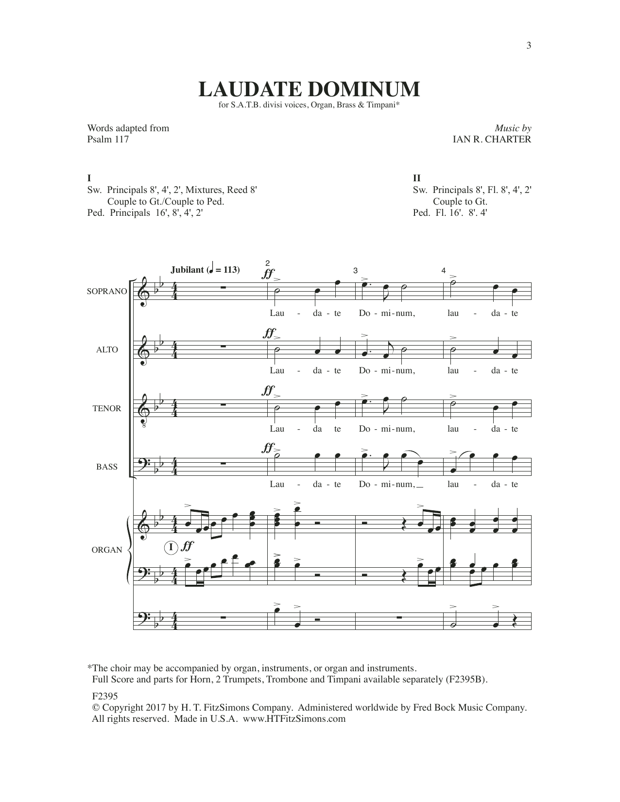 Download Ian R. Charter Laudate Dominum Sheet Music and learn how to play SATB Choir PDF digital score in minutes