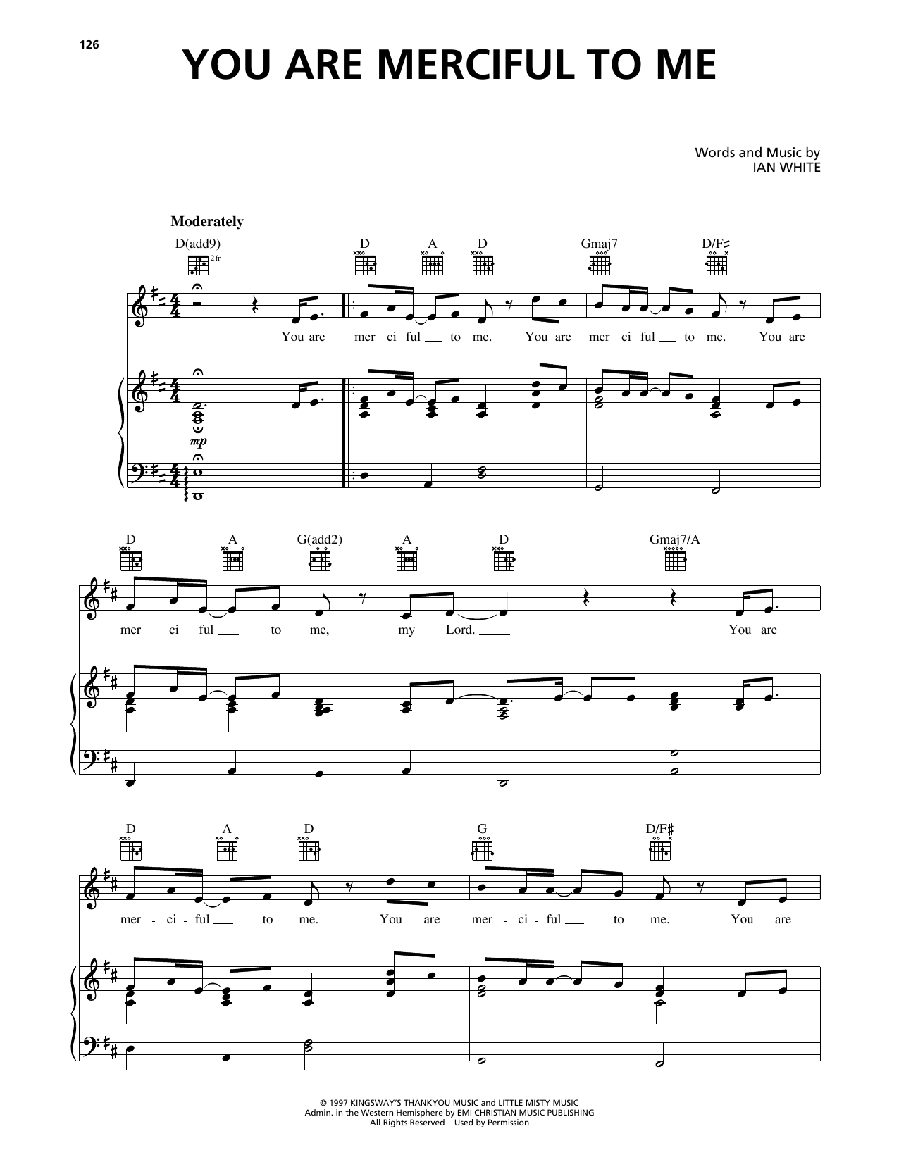 Download Ian White You Are Merciful To Me Sheet Music and learn how to play Piano, Vocal & Guitar Chords (Right-Hand Melody) PDF digital score in minutes