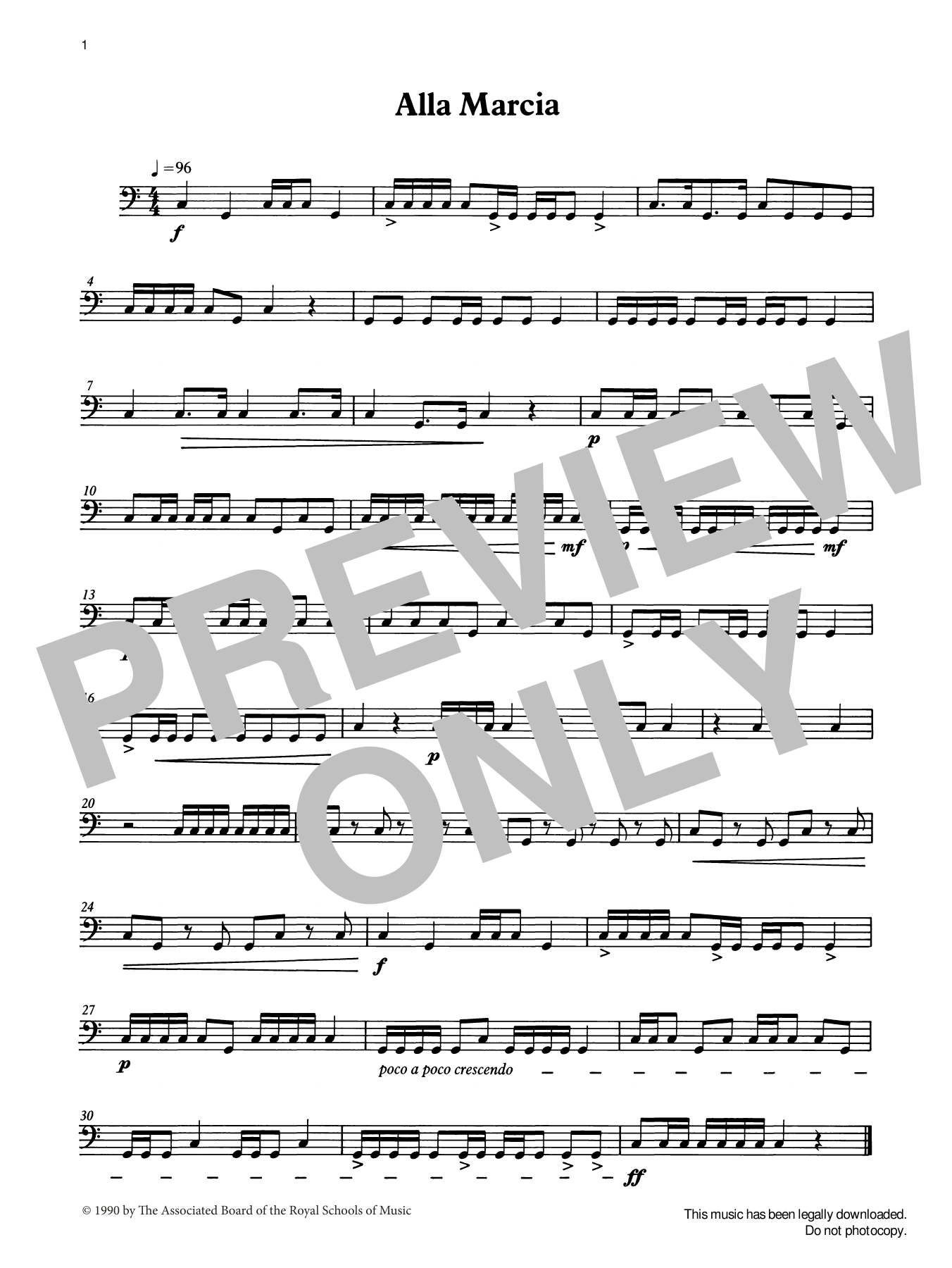 Download Ian Wright Alla Marcia from Graded Music for Timpani, Book I Sheet Music and learn how to play Percussion Solo PDF digital score in minutes