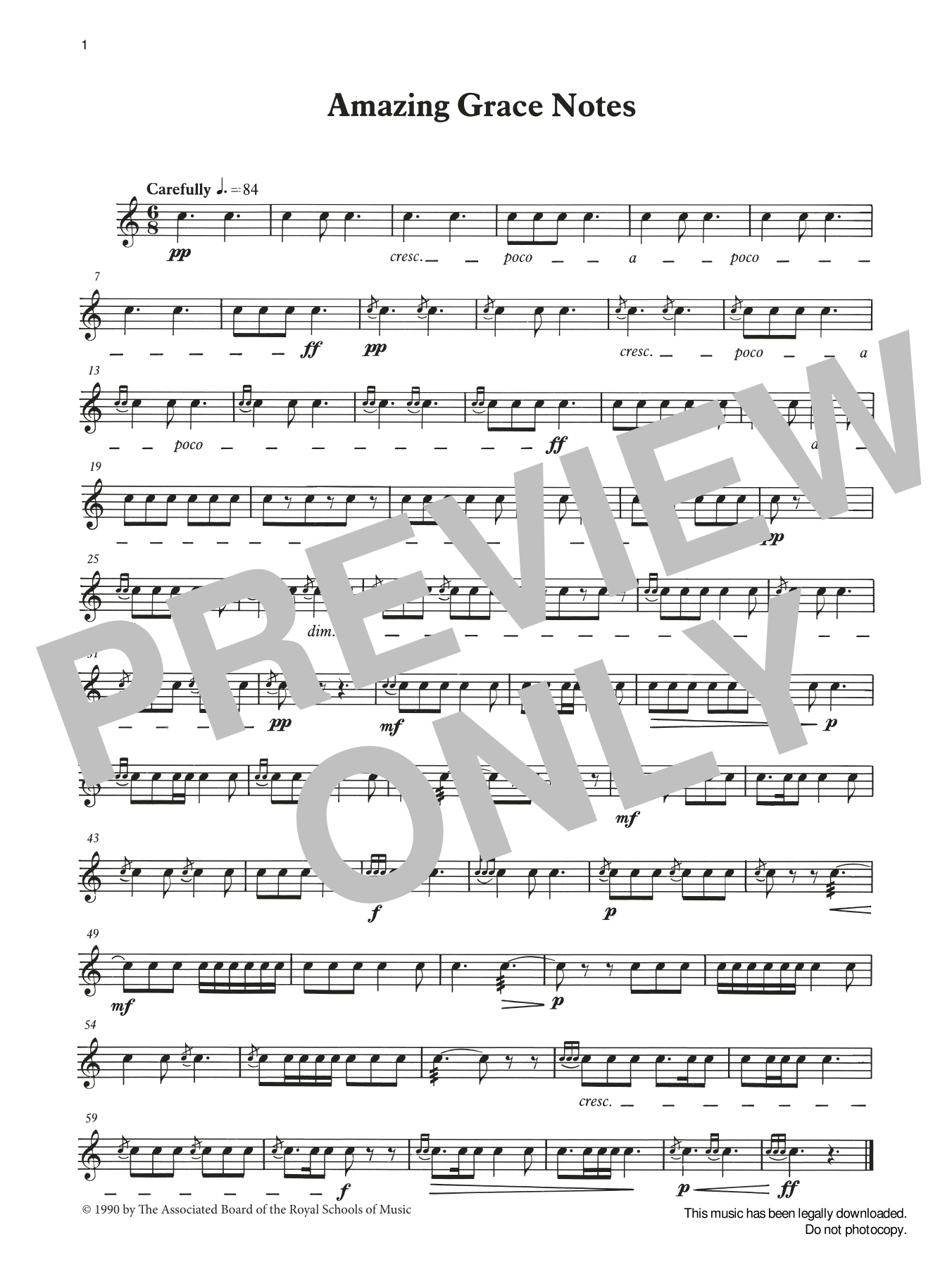 Download Ian Wright and Kevin Hathaway Amazing Grace Notes from Graded Music for Snare Drum, Book II Sheet Music and learn how to play Percussion Solo PDF digital score in minutes