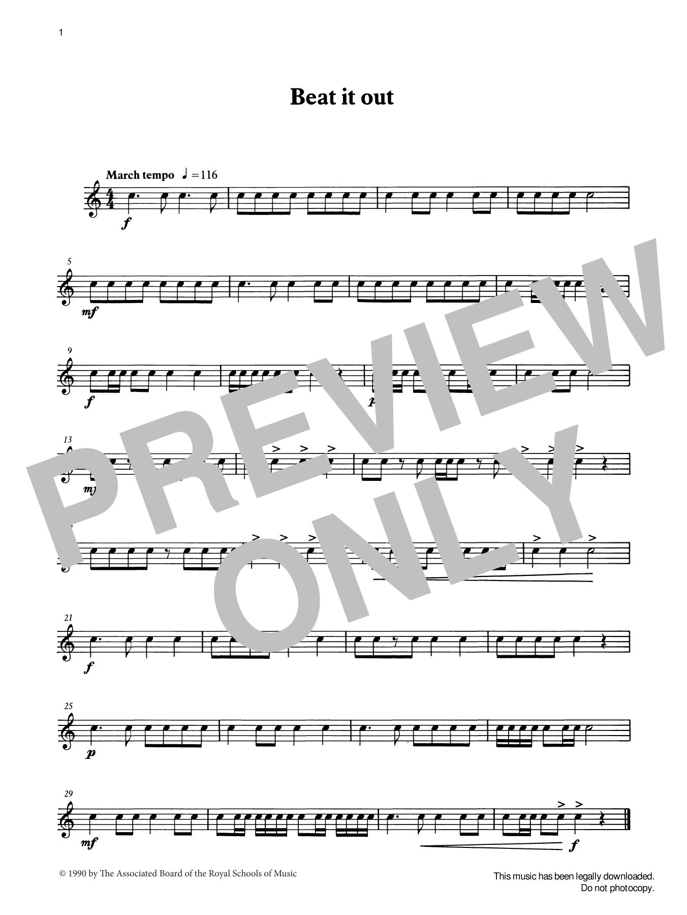 Download Ian Wright and Kevin Hathaway Beat it out from Graded Music for Snare Drum, Book I Sheet Music and learn how to play Percussion Solo PDF digital score in minutes