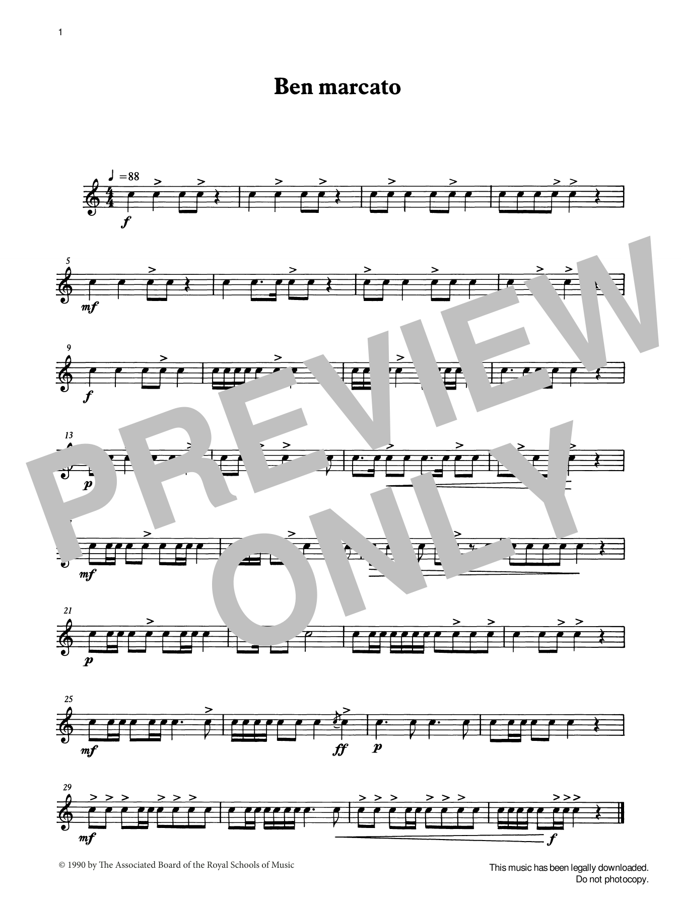 Download Ian Wright and Kevin Hathaway Ben marcato from Graded Music for Snare Drum, Book I Sheet Music and learn how to play Percussion Solo PDF digital score in minutes