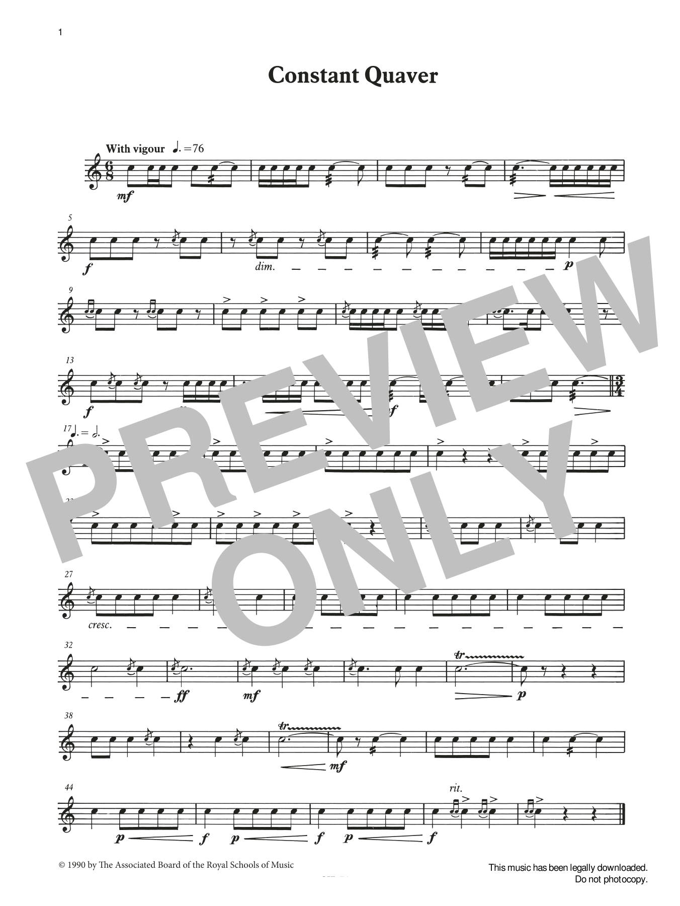 Download Ian Wright and Kevin Hathaway Constant Quaver from Graded Music for Snare Drum, Book II Sheet Music and learn how to play Percussion Solo PDF digital score in minutes