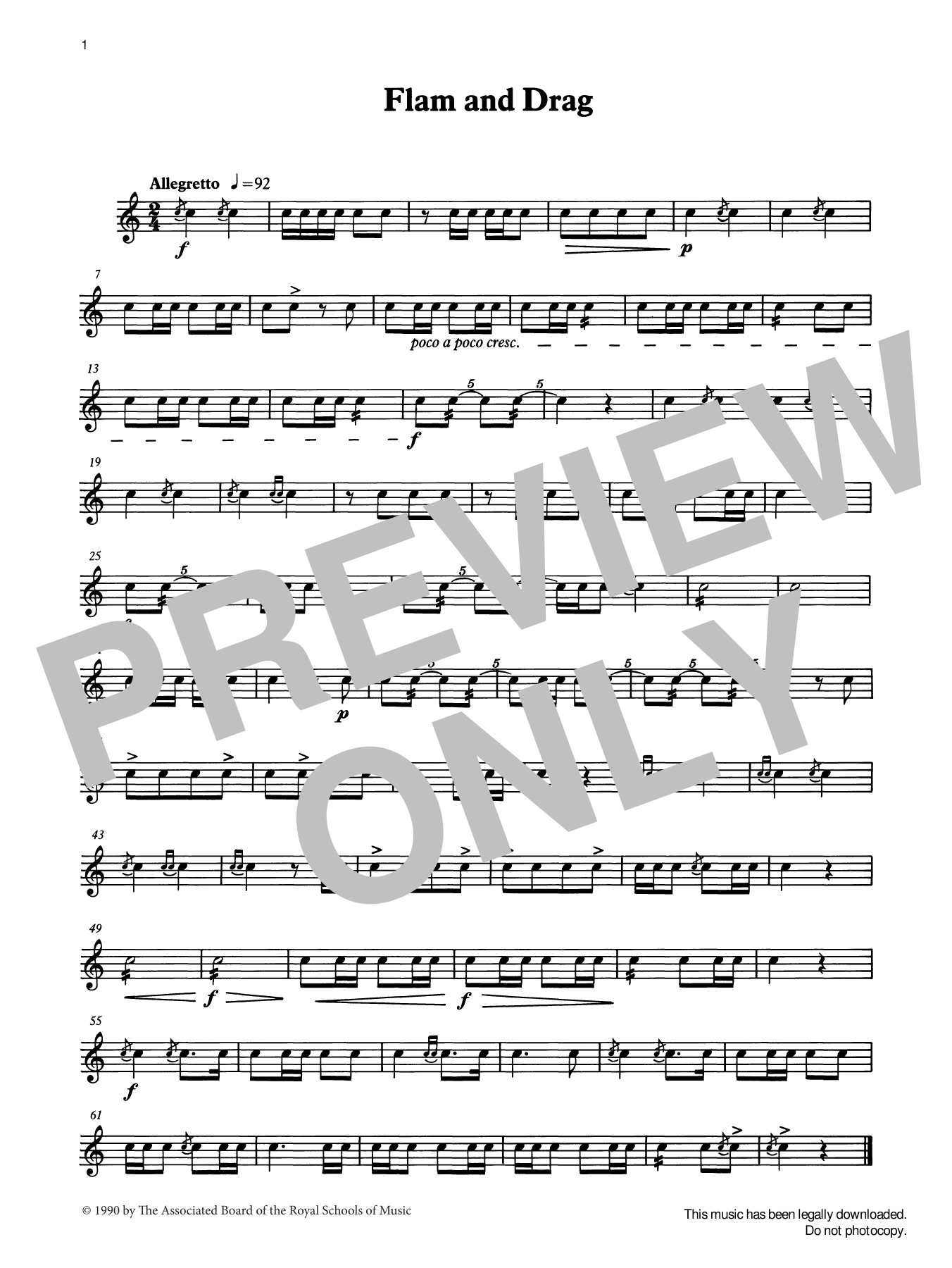 Download Ian Wright and Kevin Hathaway Flam and Drag from Graded Music for Snare Drum, Book I Sheet Music and learn how to play Percussion Solo PDF digital score in minutes