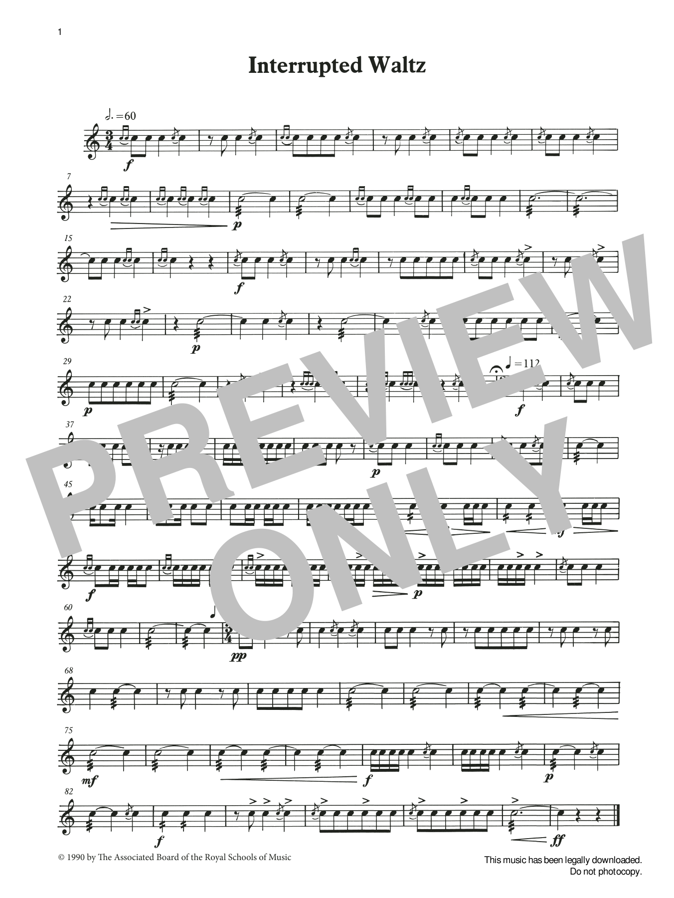 Download Ian Wright and Kevin Hathaway Interrupted Waltz from Graded Music for Snare Drum, Book II Sheet Music and learn how to play Percussion Solo PDF digital score in minutes