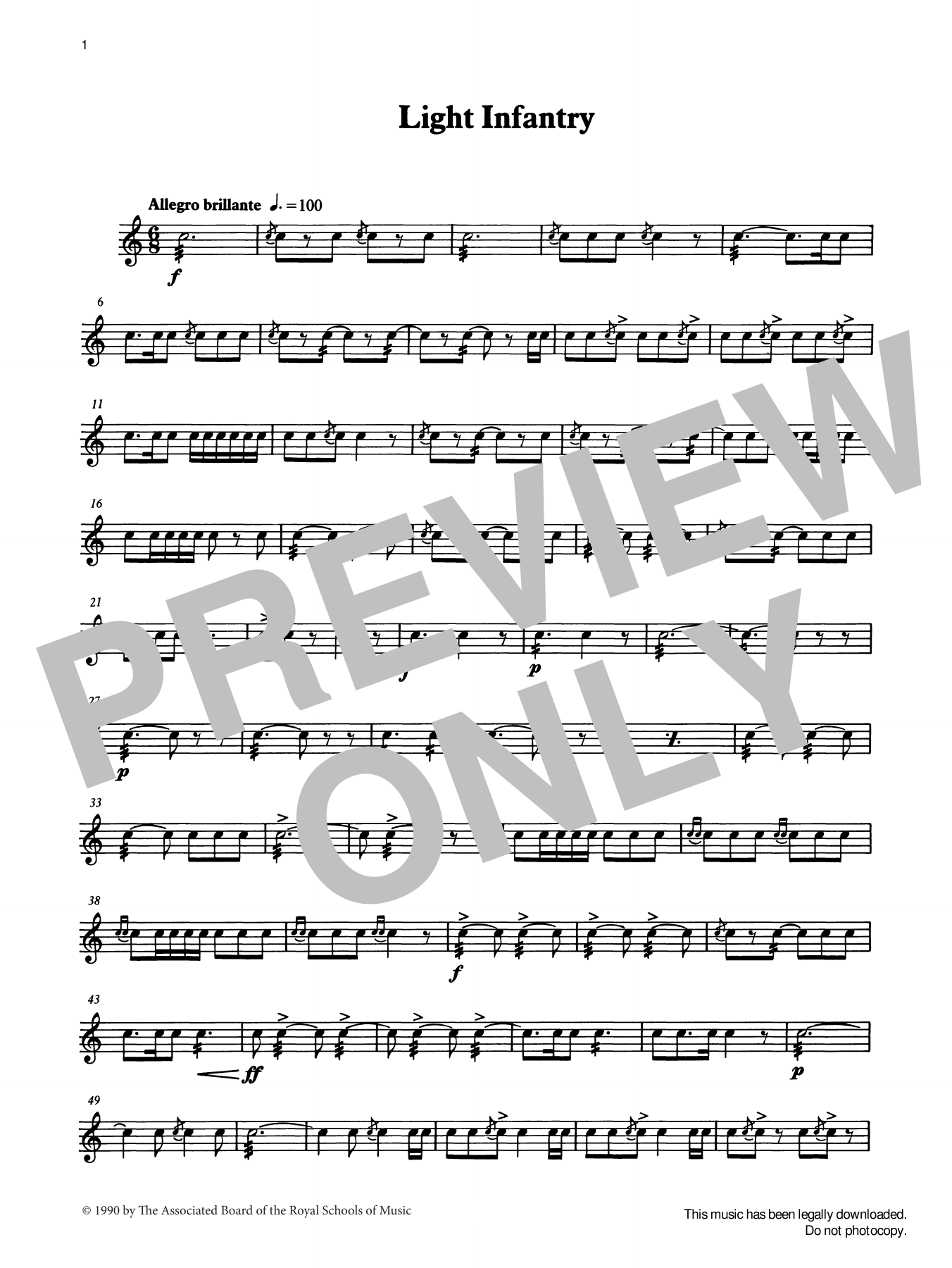 Download Ian Wright and Kevin Hathaway Light Infantry from Graded Music for Snare Drum, Book IV Sheet Music and learn how to play Percussion Solo PDF digital score in minutes