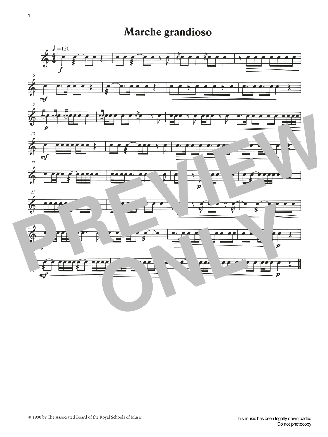Download Ian Wright and Kevin Hathaway Marche grandioso from Graded Music for Snare Drum, Book II Sheet Music and learn how to play Percussion Solo PDF digital score in minutes