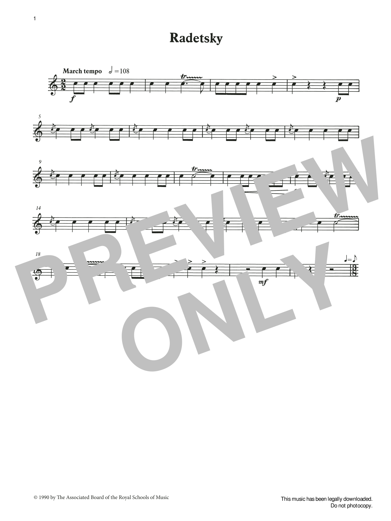 Download Ian Wright and Kevin Hathaway Radetsky from Graded Music for Snare Drum, Book III Sheet Music and learn how to play Percussion Solo PDF digital score in minutes