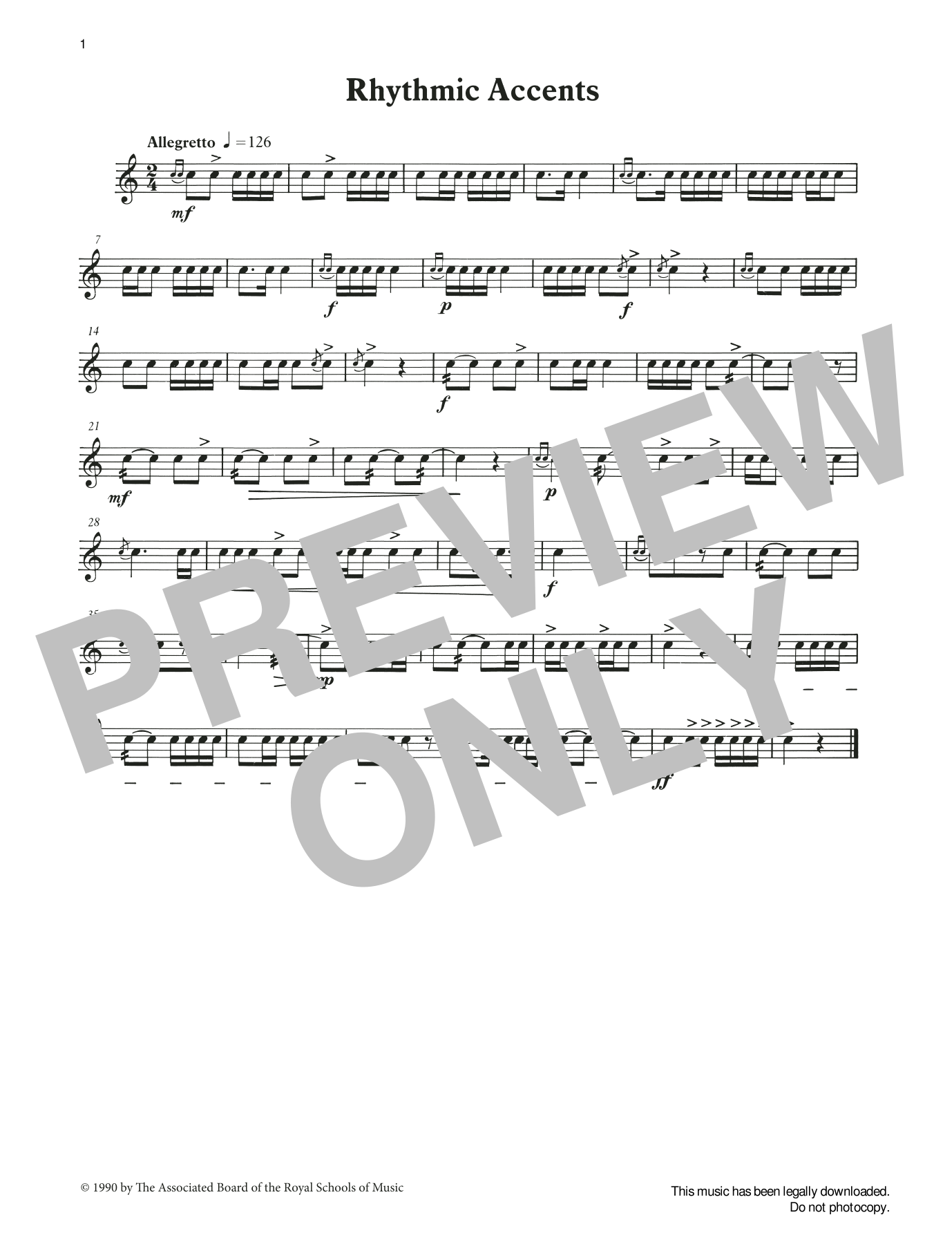 Download Ian Wright and Kevin Hathaway Rhythmic Accents from Graded Music for Snare Drum, Book II Sheet Music and learn how to play Percussion Solo PDF digital score in minutes