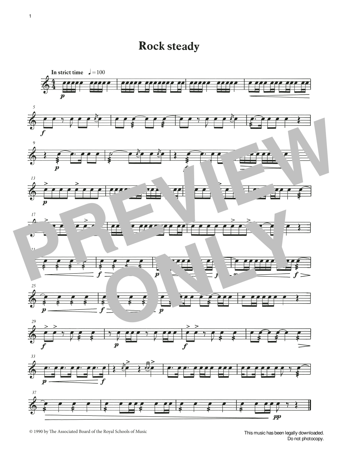 Download Ian Wright and Kevin Hathaway Rock Steady from Graded Music for Snare Drum, Book II Sheet Music and learn how to play Percussion Solo PDF digital score in minutes