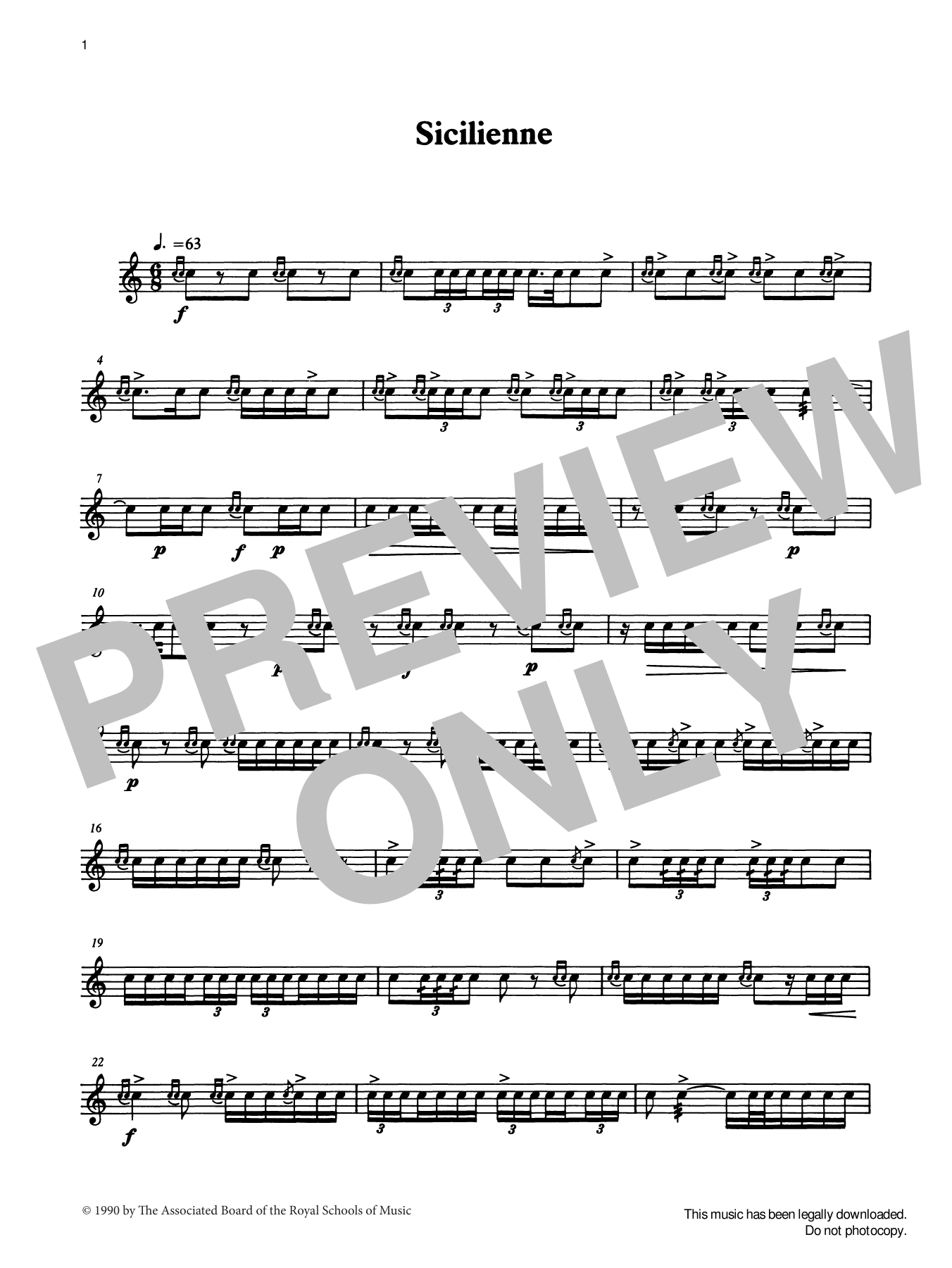 Download Ian Wright and Kevin Hathaway Sicilienne from Graded Music for Snare Drum, Book IV Sheet Music and learn how to play Percussion Solo PDF digital score in minutes