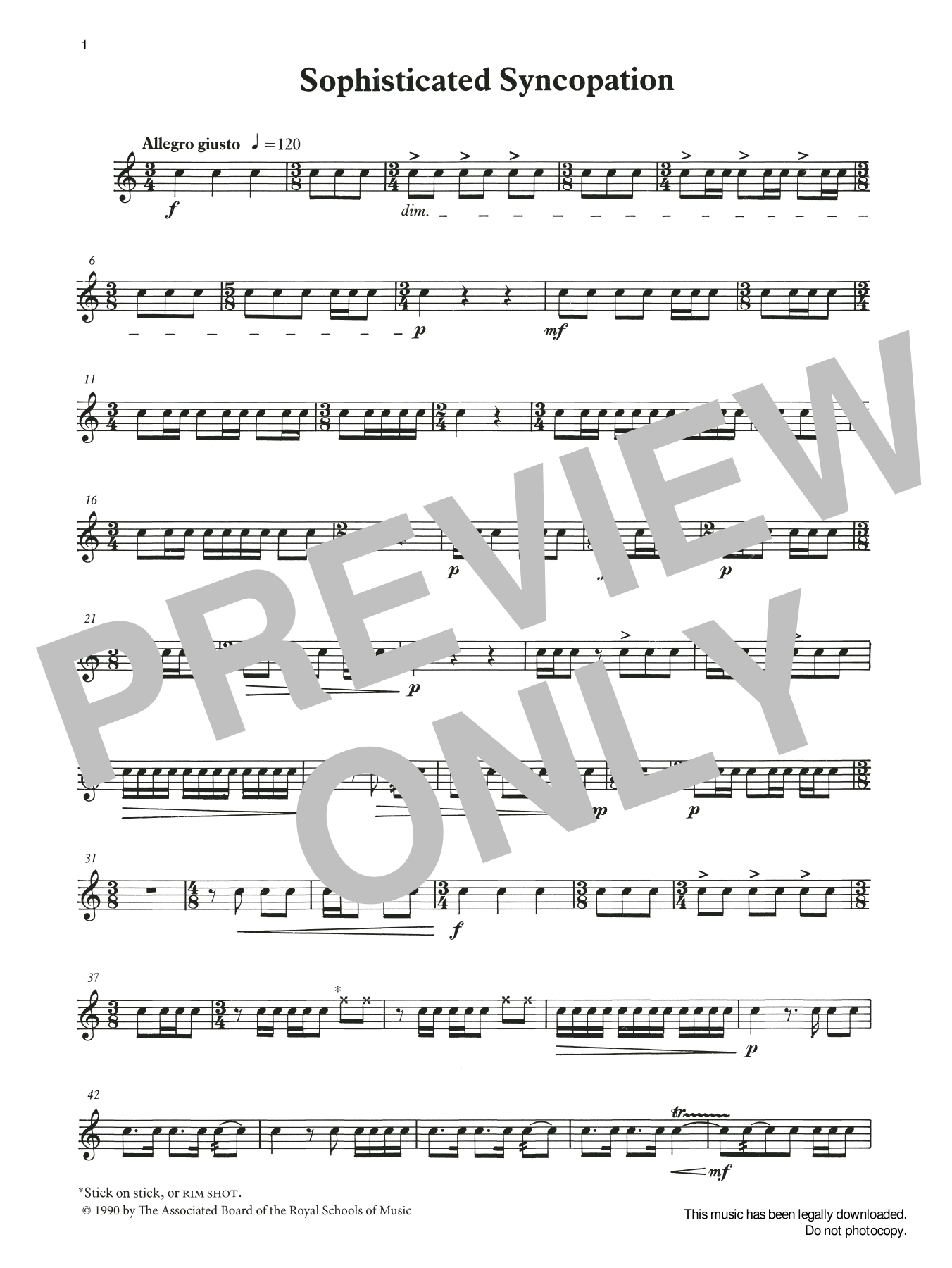 Download Ian Wright and Kevin Hathaway Sophisticated Syncopation from Graded Music for Snare Drum, Book III Sheet Music and learn how to play Percussion Solo PDF digital score in minutes