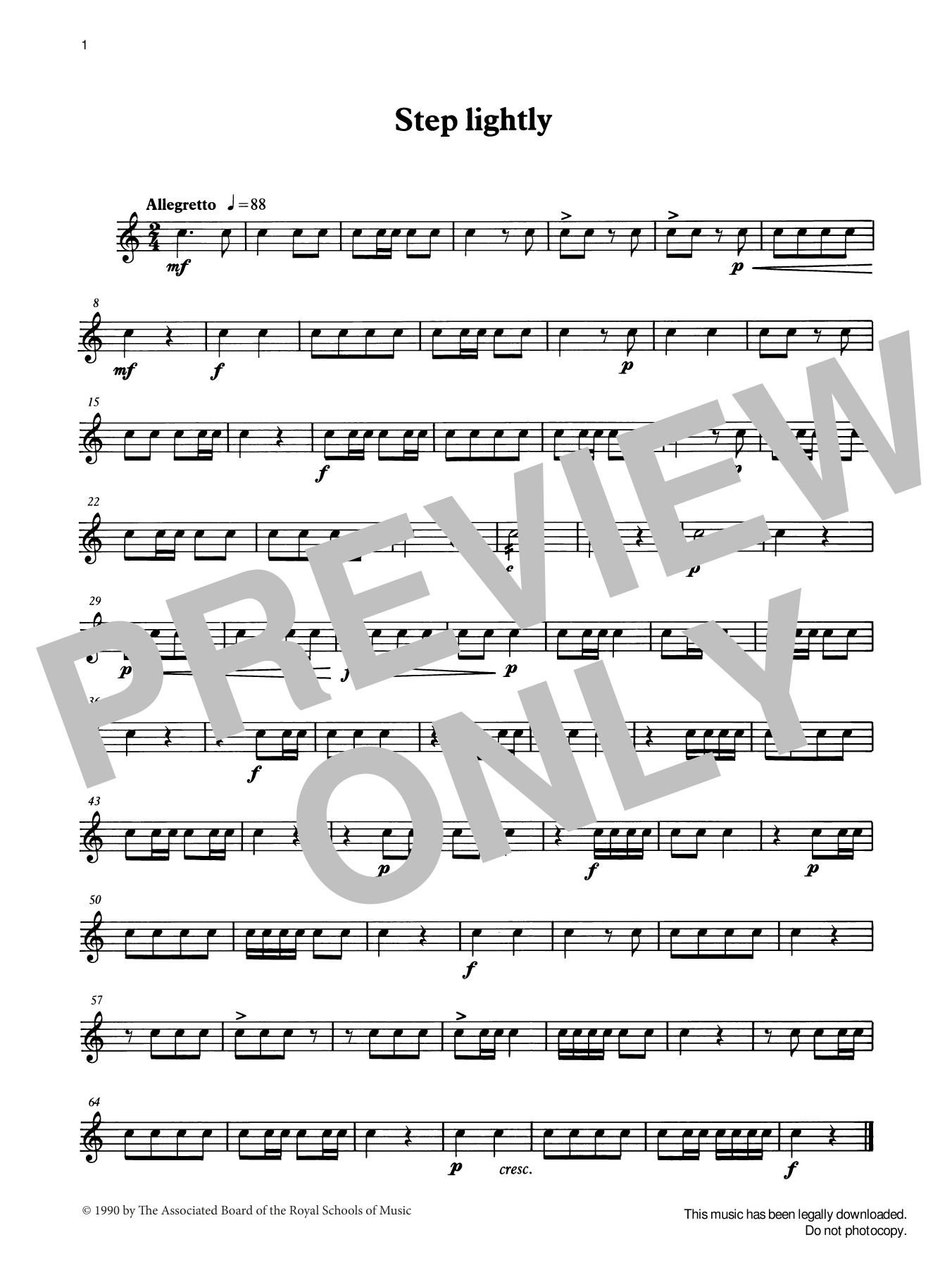 Download Ian Wright and Kevin Hathaway Step Lightly from Graded Music for Snare Drum, Book I Sheet Music and learn how to play Percussion Solo PDF digital score in minutes