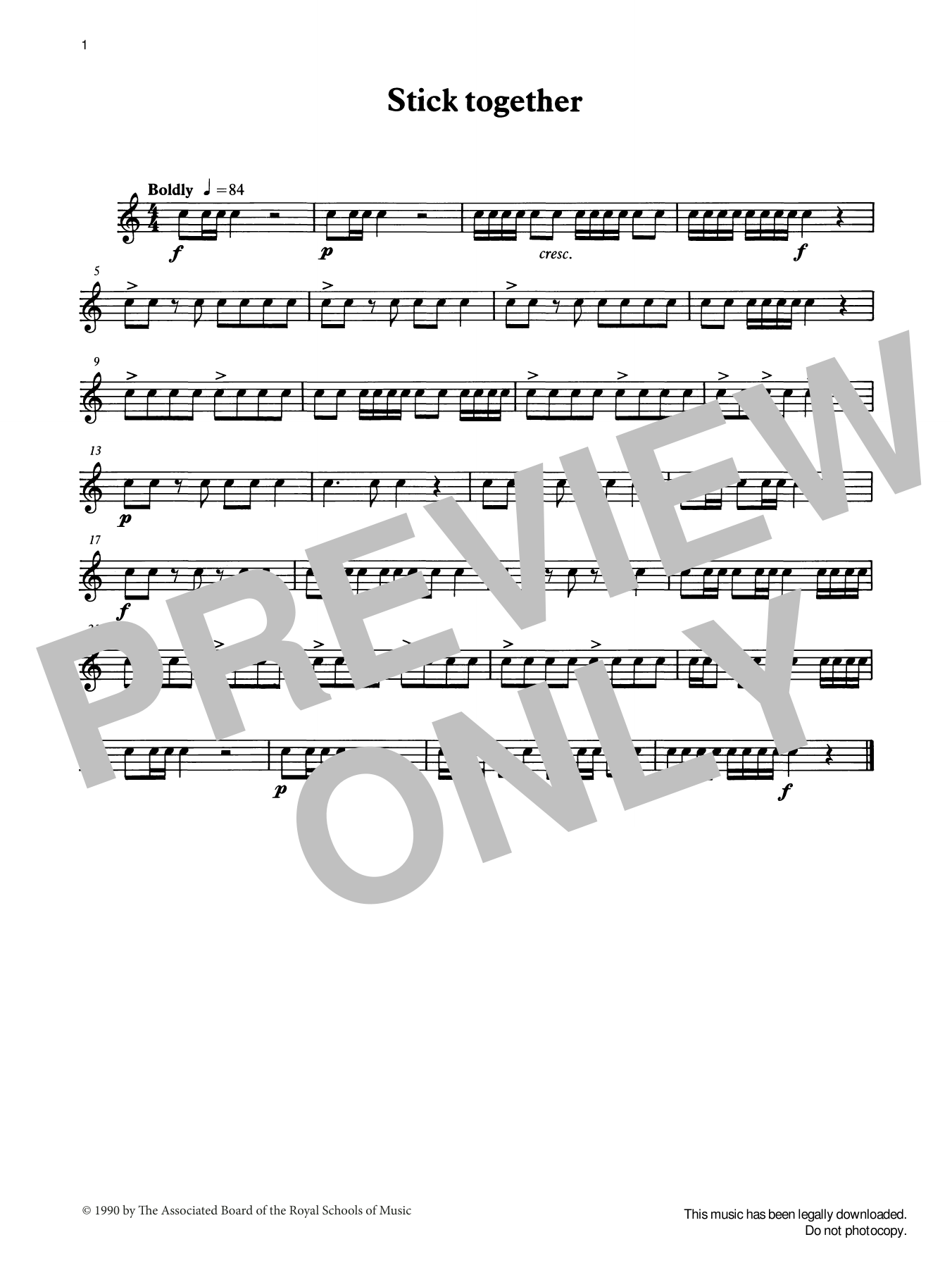 Download Ian Wright and Kevin Hathaway Stick Together from Graded Music for Snare Drum, Book I Sheet Music and learn how to play Percussion Solo PDF digital score in minutes