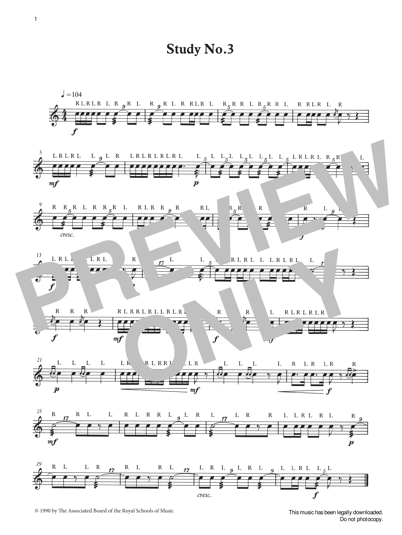 Download Ian Wright and Kevin Hathaway Study No.3 from Graded Music for Snare Drum, Book II Sheet Music and learn how to play Percussion Solo PDF digital score in minutes