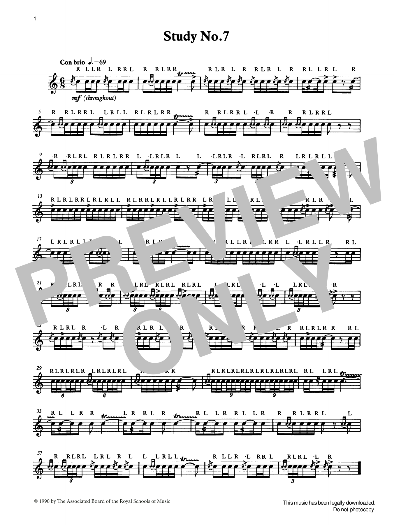 Download Ian Wright and Kevin Hathaway Study No.7 from Graded Music for Snare Drum, Book IV Sheet Music and learn how to play Percussion Solo PDF digital score in minutes