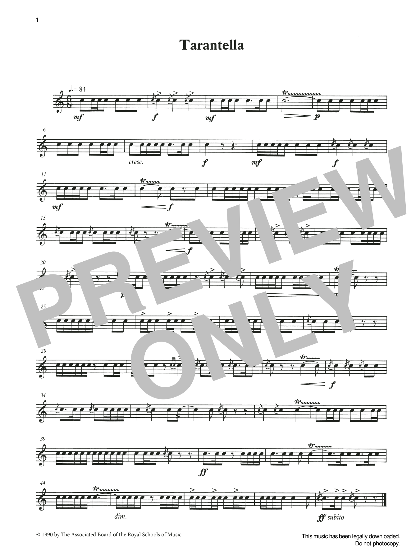 Download Ian Wright and Kevin Hathaway Tarantella from Graded Music for Snare Drum, Book III Sheet Music and learn how to play Percussion Solo PDF digital score in minutes