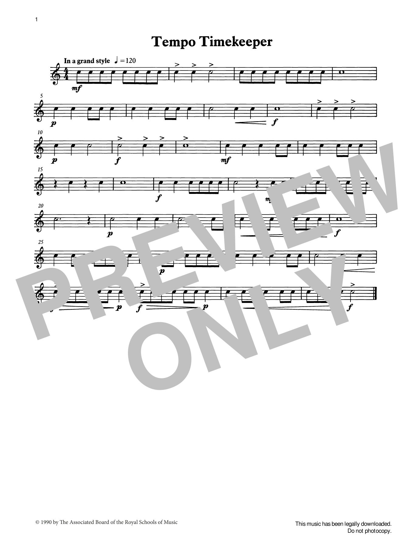 Download Ian Wright and Kevin Hathaway Tempo Timekeeper from Graded Music for Snare Drum, Book I Sheet Music and learn how to play Percussion Solo PDF digital score in minutes