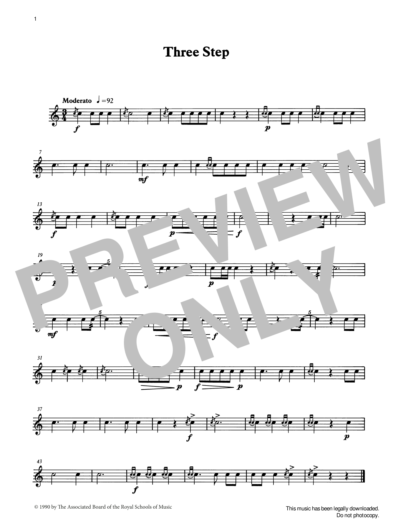 Download Ian Wright and Kevin Hathaway Three Step from Graded Music for Snare Drum, Book I Sheet Music and learn how to play Percussion Solo PDF digital score in minutes