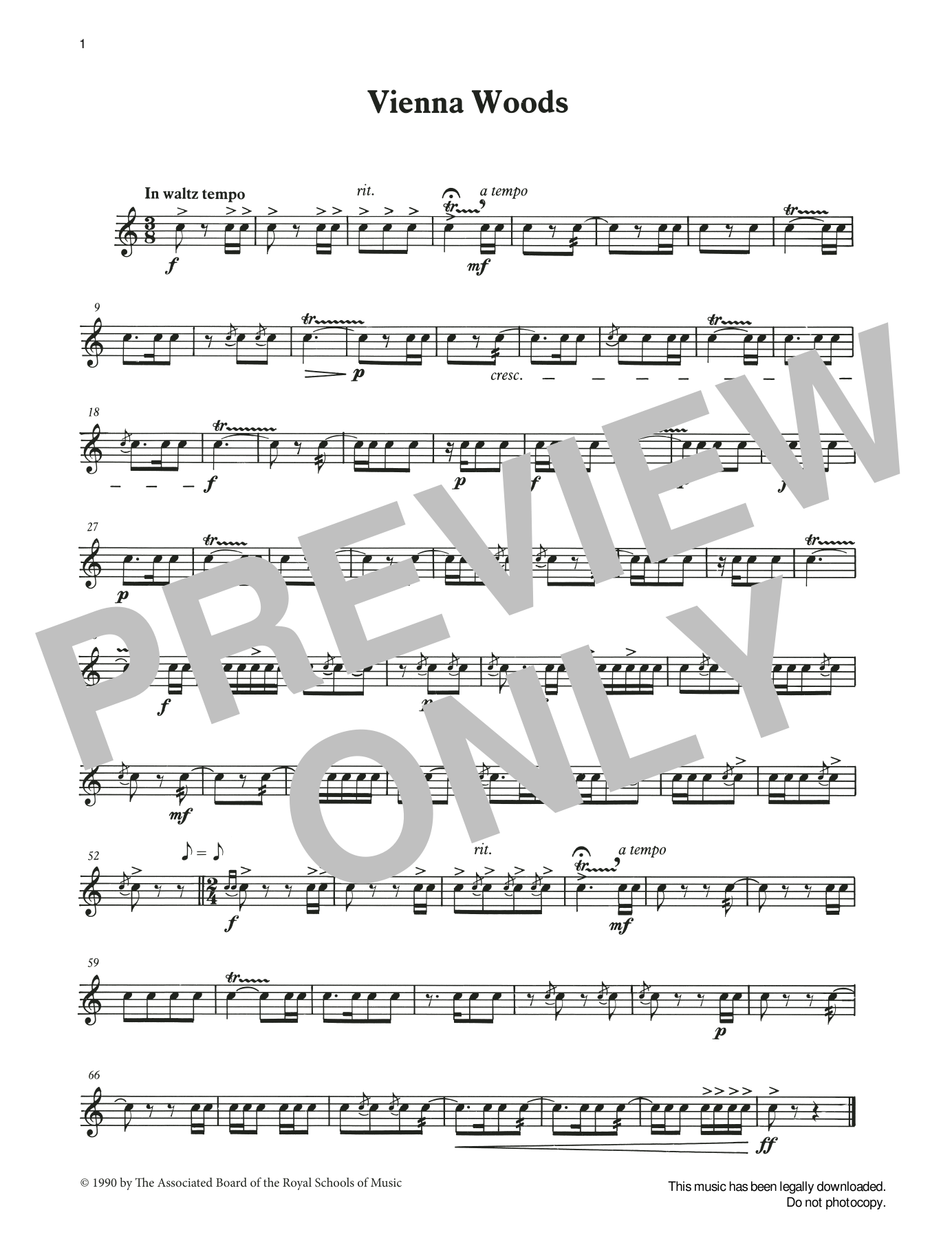 Download Ian Wright and Kevin Hathaway Vienna Woods from Graded Music for Snare Drum, Book II Sheet Music and learn how to play Percussion Solo PDF digital score in minutes