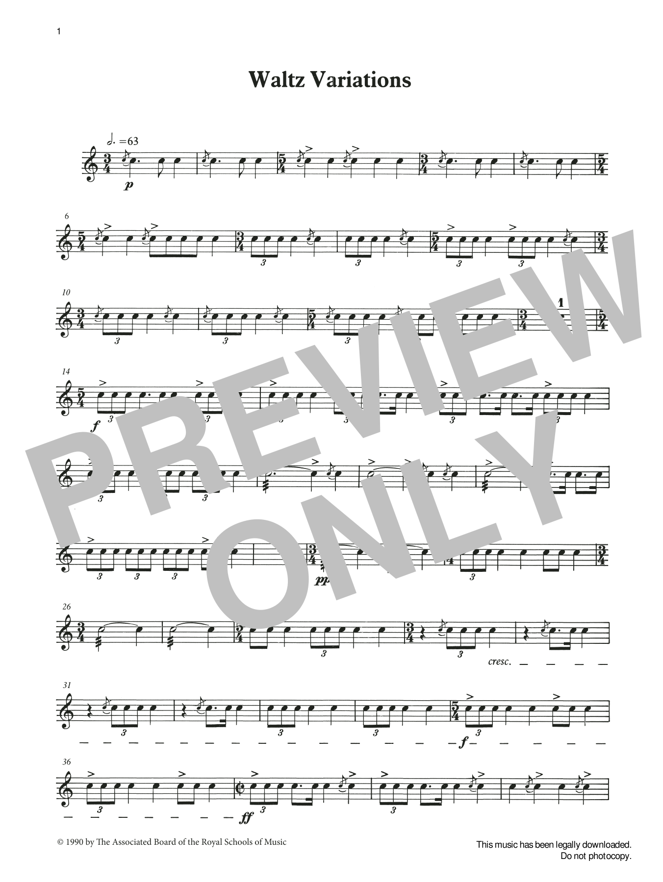 Download Ian Wright and Kevin Hathaway Waltz Variations from Graded Music for Snare Drum, Book III Sheet Music and learn how to play Percussion Solo PDF digital score in minutes