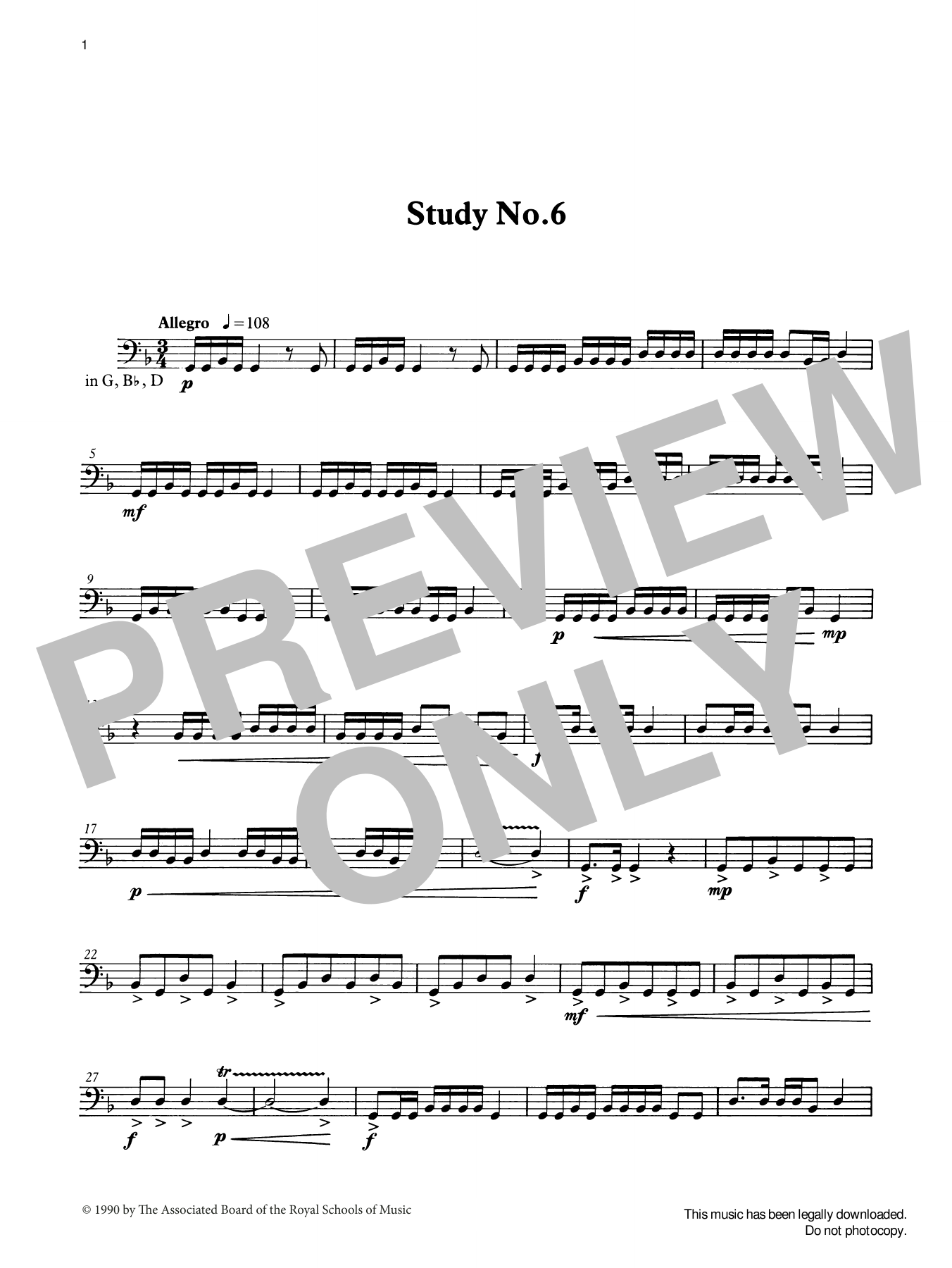 Download Ian Wright Study No.6 from Graded Music for Timpani, Book III Sheet Music and learn how to play Percussion Solo PDF digital score in minutes