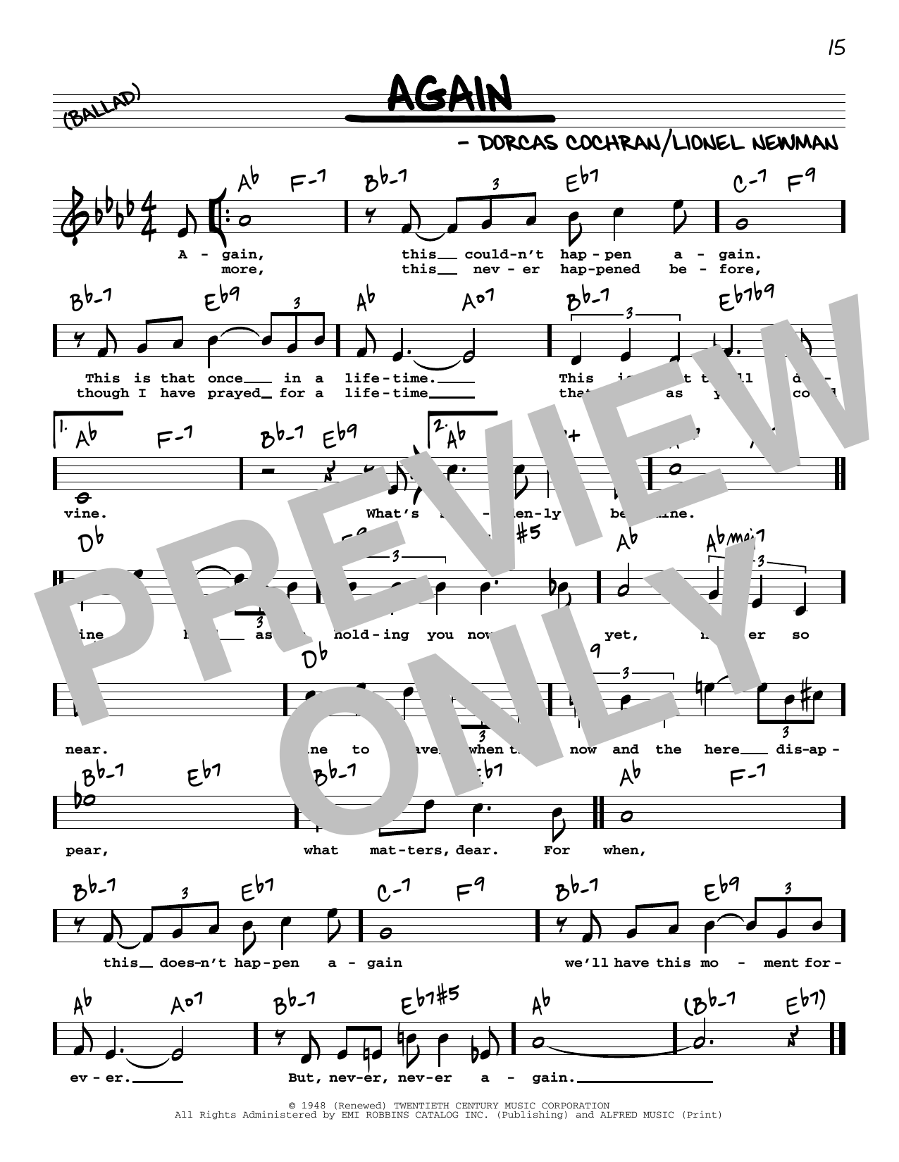Download Ida Lupino Again (High Voice) Sheet Music and learn how to play Real Book – Melody, Lyrics & Chords PDF digital score in minutes