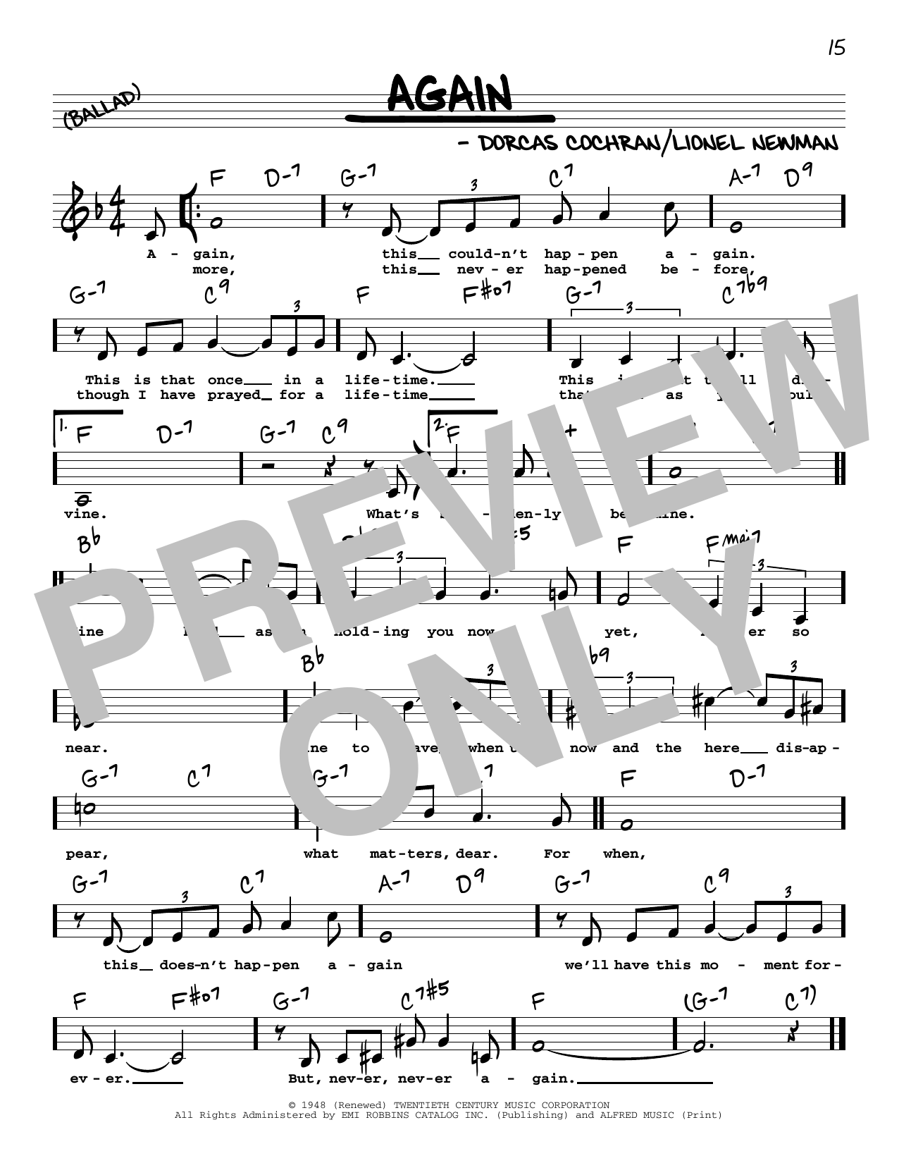 Download Ida Lupino Again (Low Voice) Sheet Music and learn how to play Real Book – Melody, Lyrics & Chords PDF digital score in minutes
