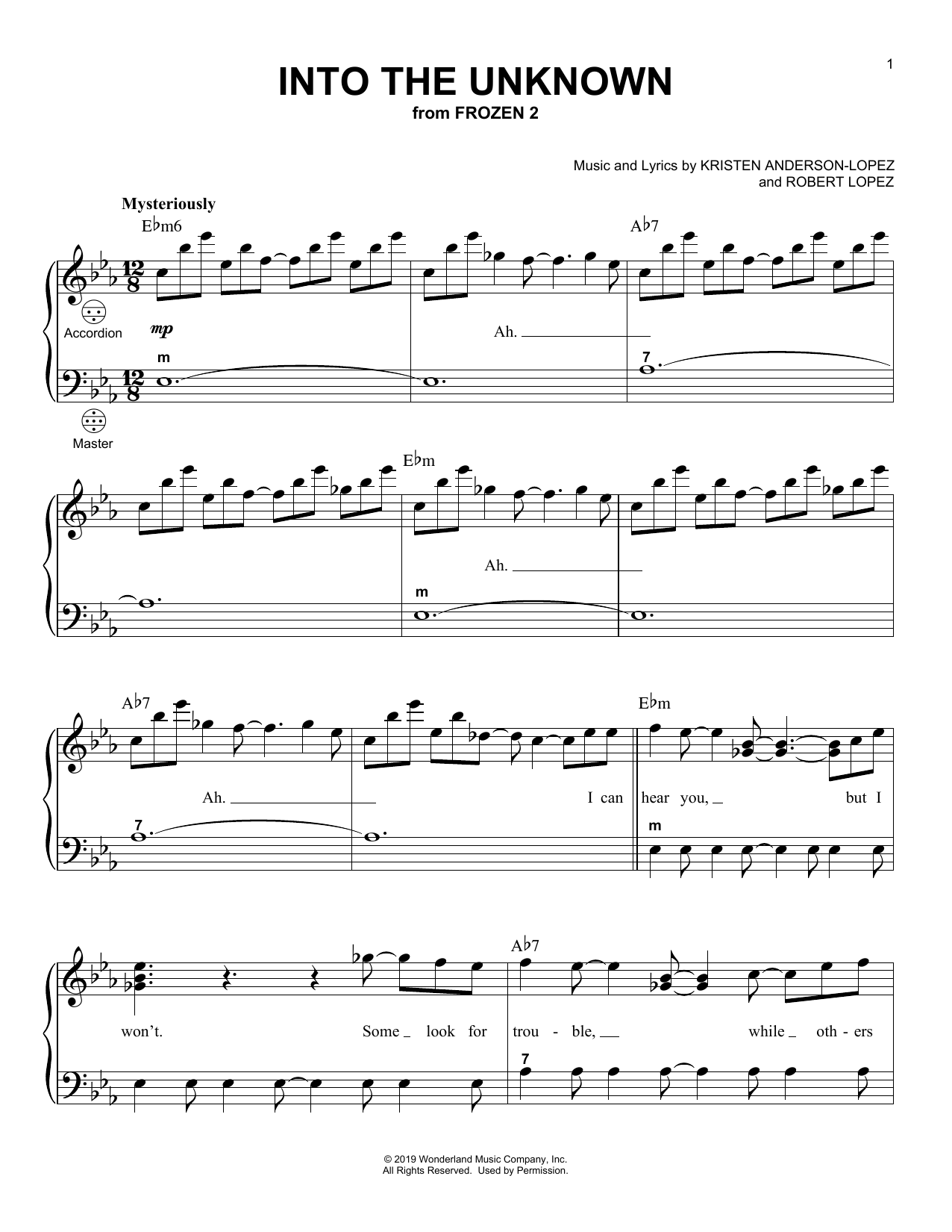 Download Idina Menzel and AURORA Into The Unknown (from Frozen 2) Sheet Music and learn how to play Clarinet Duet PDF digital score in minutes