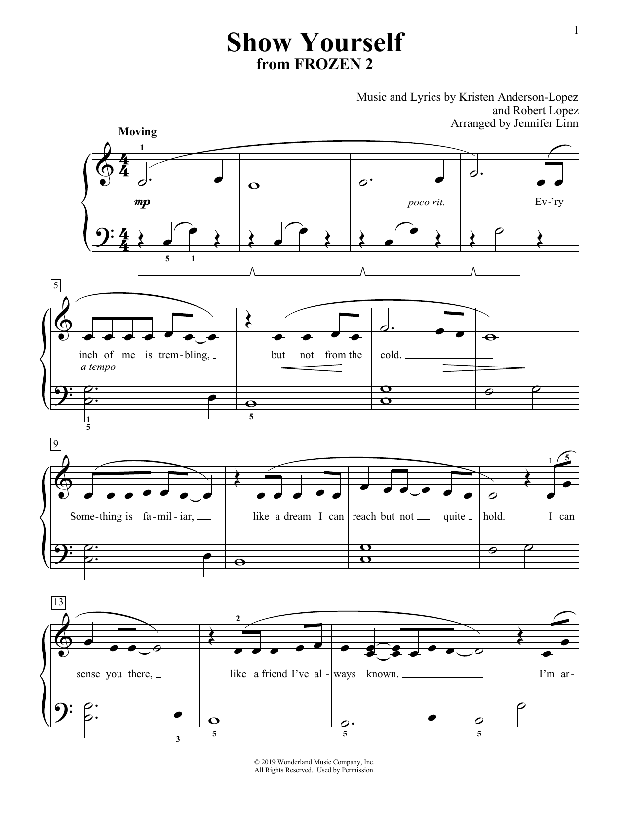 Download Idina Menzel and Evan Rachel Wood Show Yourself (from Disney's Frozen 2) (arr. Jennifer Linn) Sheet Music and learn how to play Educational Piano PDF digital score in minutes
